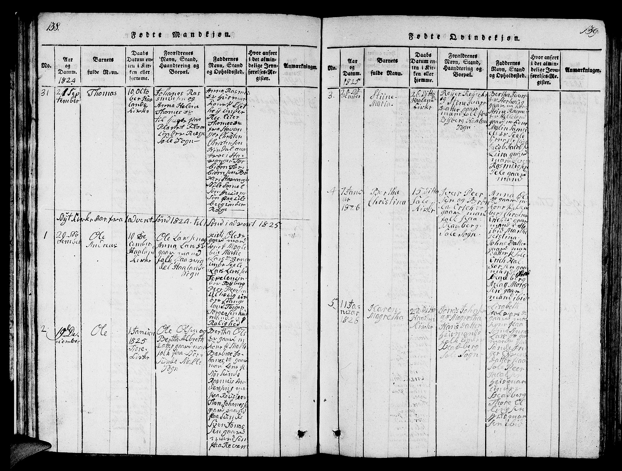 Håland sokneprestkontor, SAST/A-101802/001/30BB/L0001: Parish register (copy) no. B 1, 1815-1845, p. 138-139