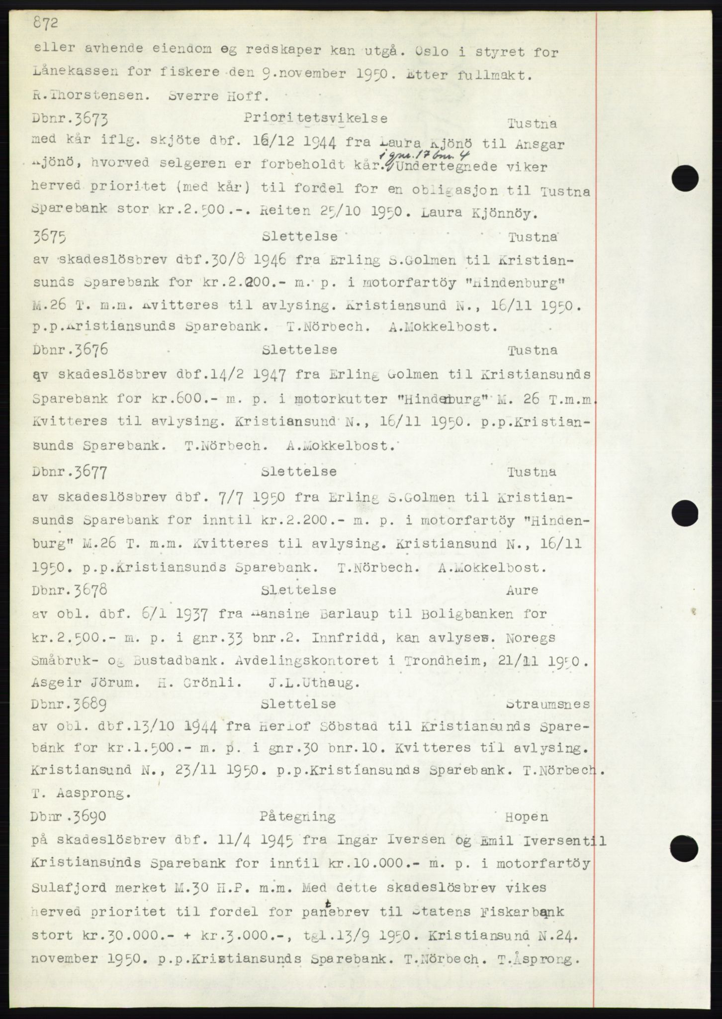 Nordmøre sorenskriveri, SAT/A-4132/1/2/2Ca: Mortgage book no. C82b, 1946-1951, Diary no: : 3673/1950