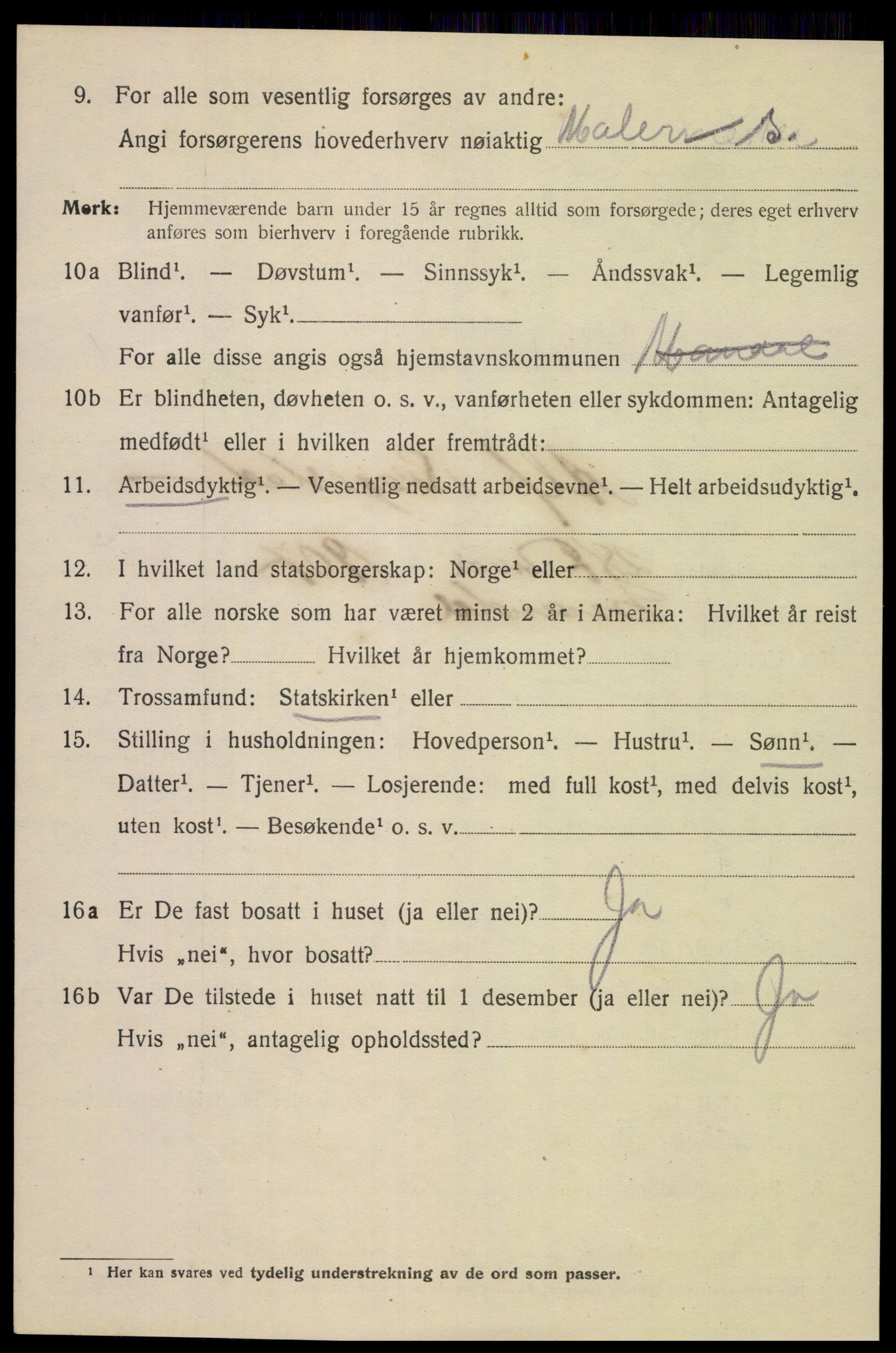 SAK, 1920 census for Mandal, 1920, p. 7260