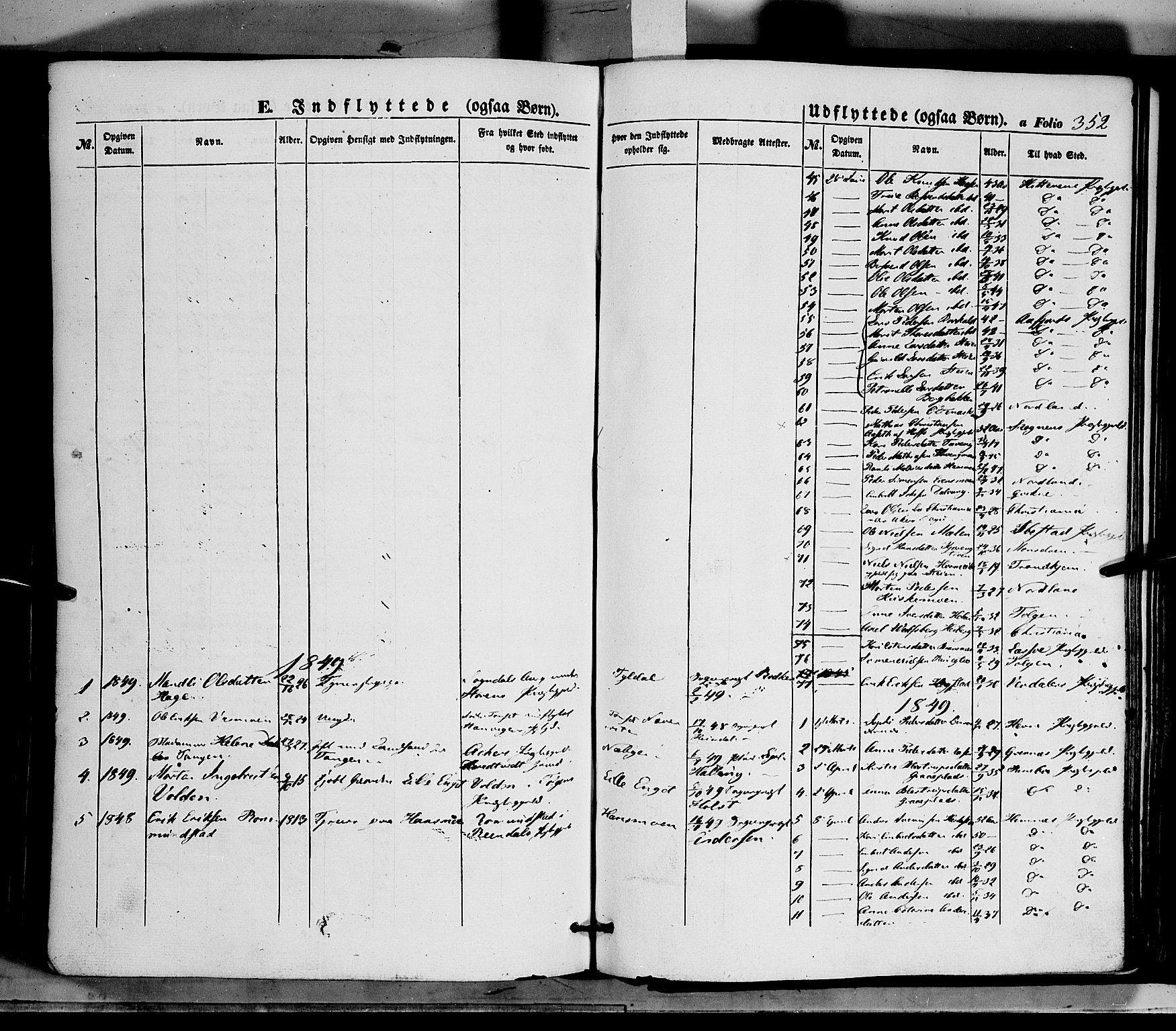 Tynset prestekontor, SAH/PREST-058/H/Ha/Haa/L0020: Parish register (official) no. 20, 1848-1862, p. 352
