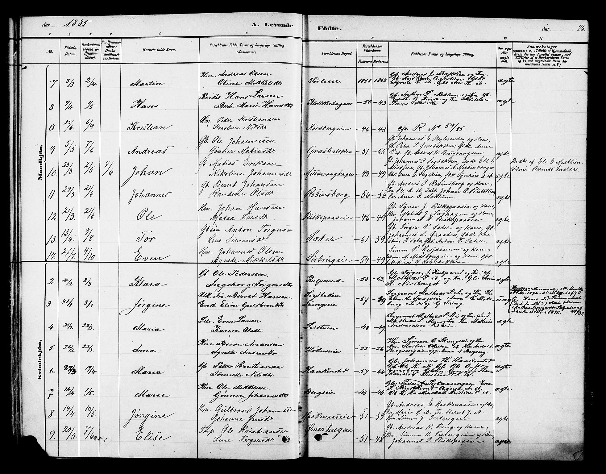 Ringsaker prestekontor, AV/SAH-PREST-014/K/Ka/L0013: Parish register (official) no. 13, 1879-1890, p. 26