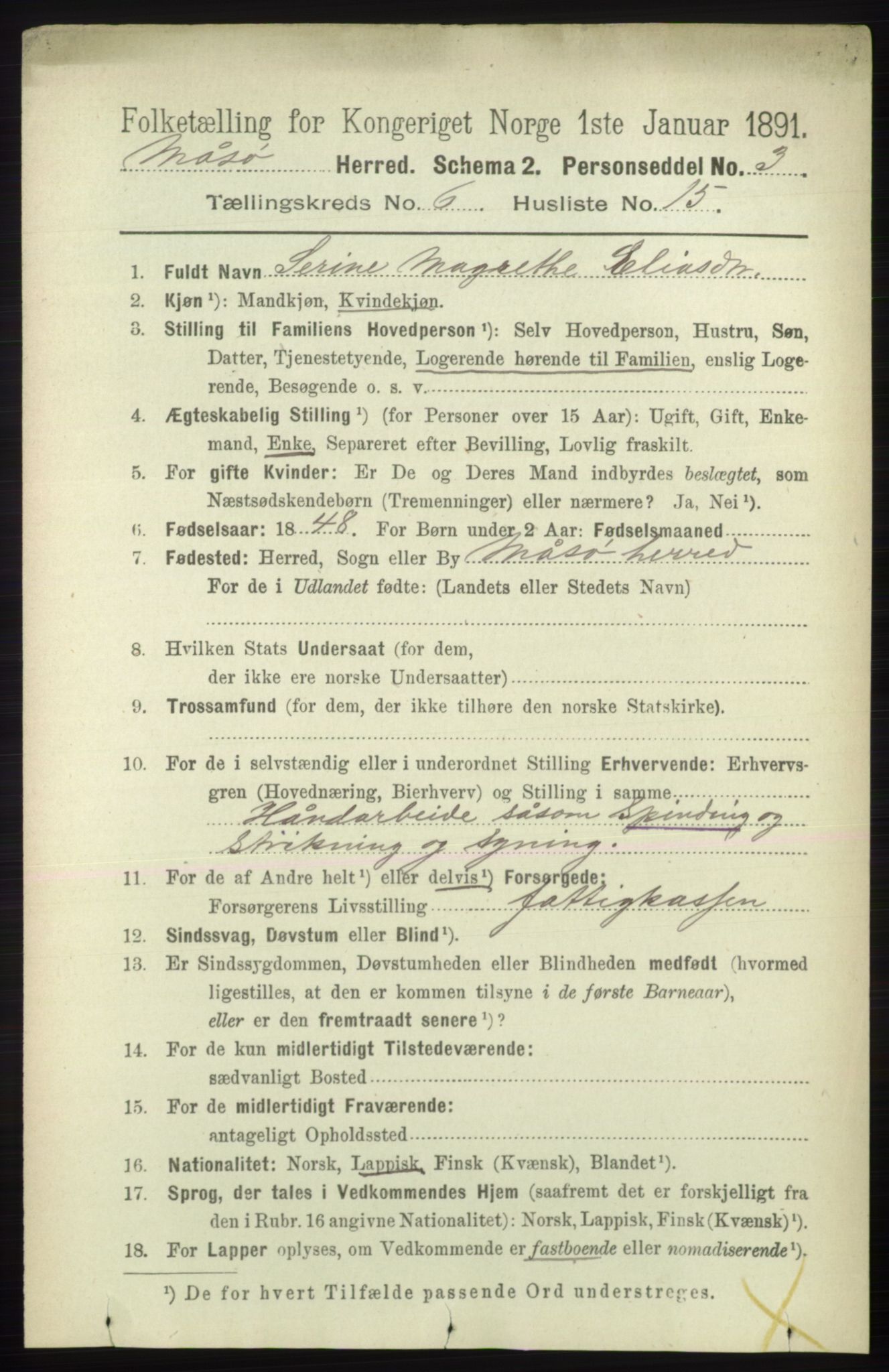 RA, 1891 census for 2018 Måsøy, 1891, p. 1214