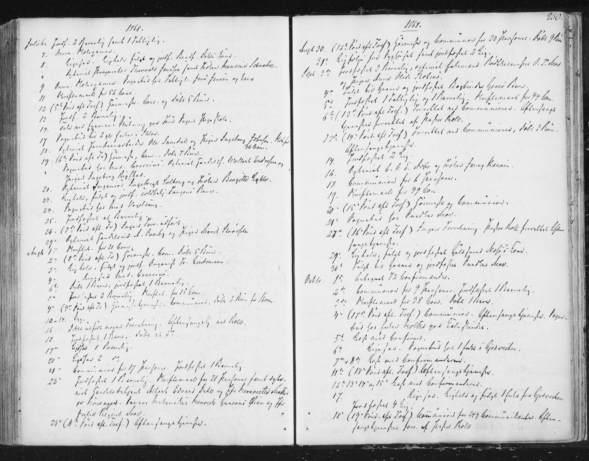 Ministerialprotokoller, klokkerbøker og fødselsregistre - Sør-Trøndelag, SAT/A-1456/602/L0127: Curate's parish register no. 602B01, 1821-1875, p. 250