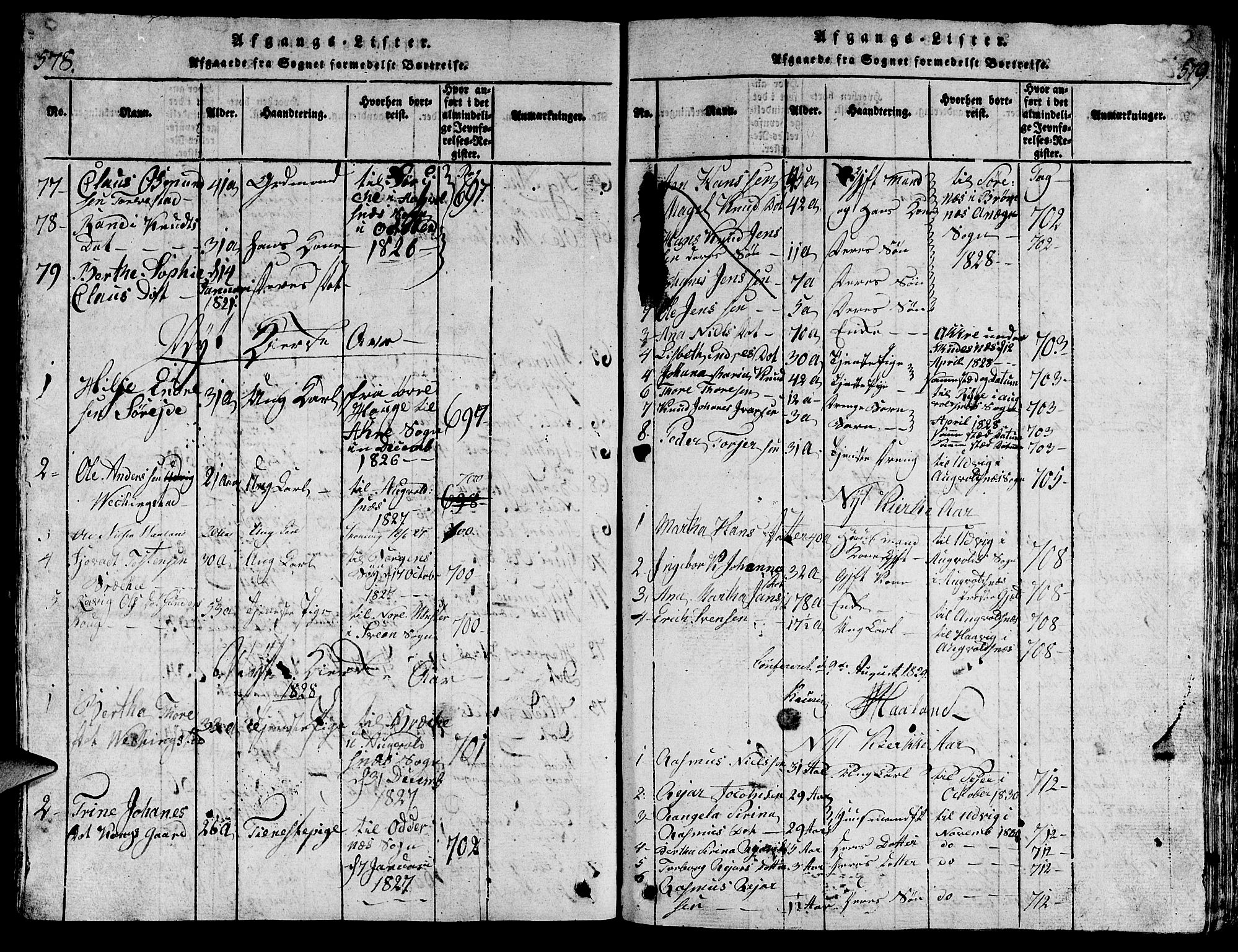 Torvastad sokneprestkontor, AV/SAST-A -101857/H/Ha/Hab/L0001: Parish register (copy) no. B 1 /1, 1817-1835, p. 578-579