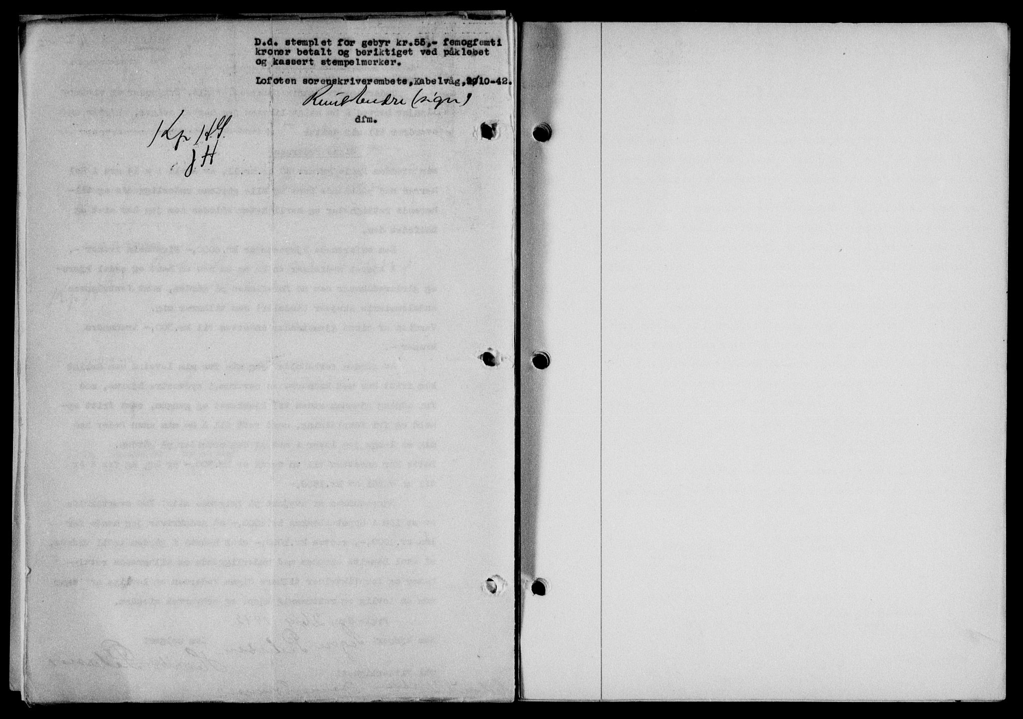 Lofoten sorenskriveri, SAT/A-0017/1/2/2C/L0010a: Mortgage book no. 10a, 1942-1943, Diary no: : 1671/1942