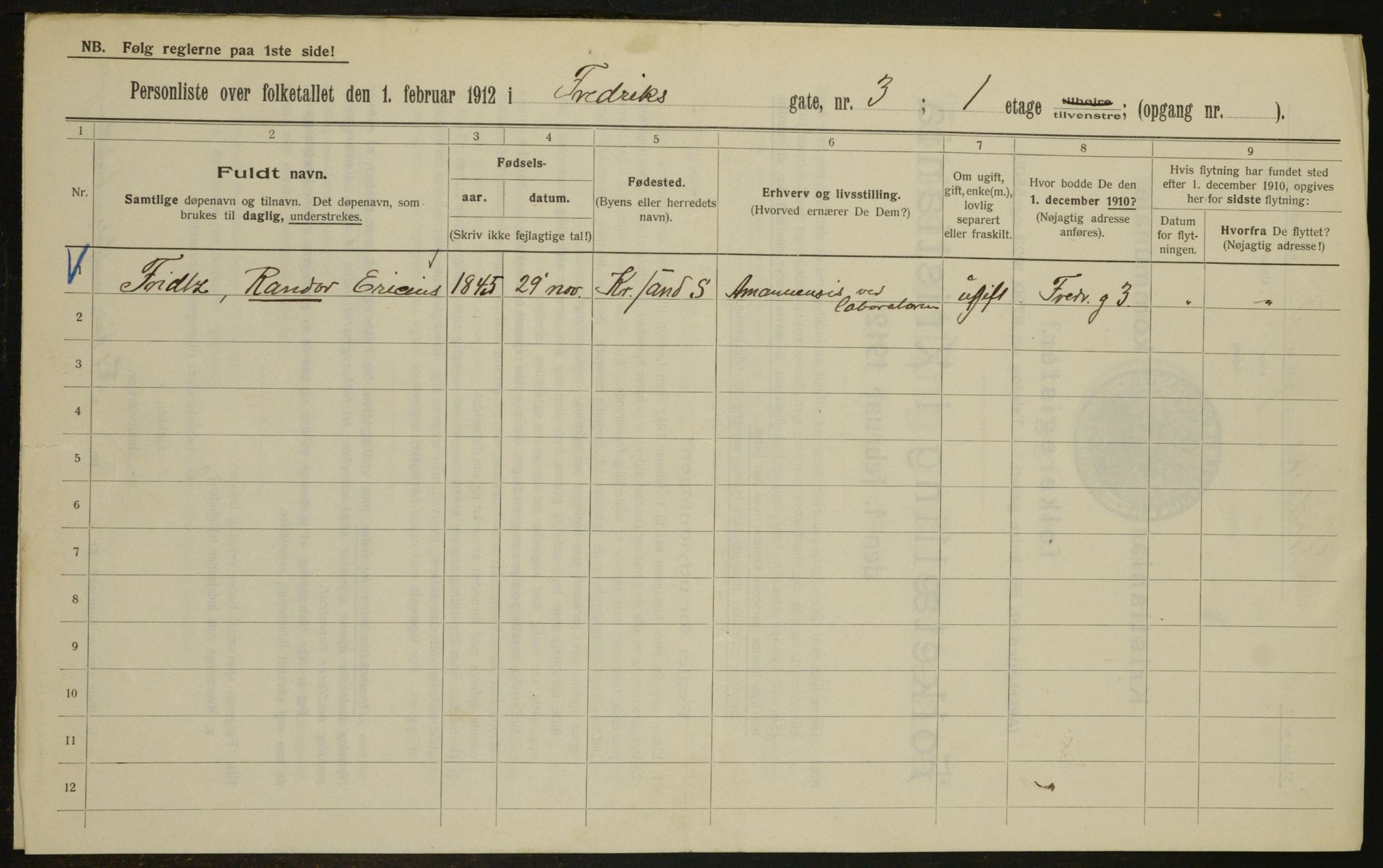 OBA, Municipal Census 1912 for Kristiania, 1912, p. 26614