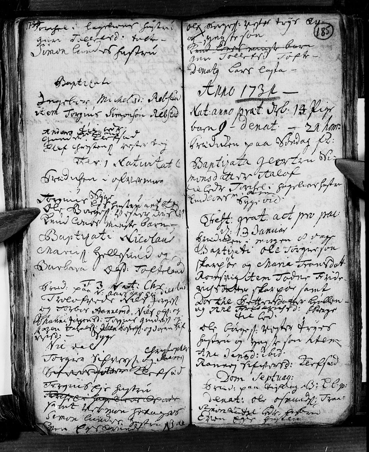 Søgne sokneprestkontor, SAK/1111-0037/F/Fa/Fab/L0001: Parish register (official) no. A 1, 1716-1740, p. 185