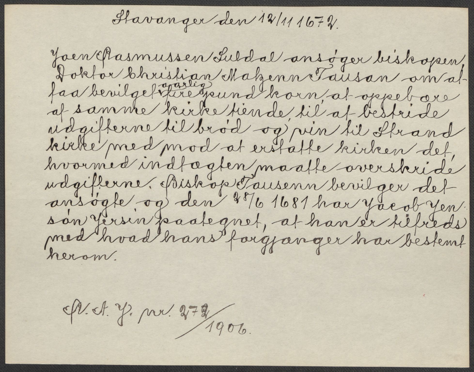 Riksarkivets diplomsamling, AV/RA-EA-5965/F15/L0031: Prestearkiv - Aust-Agder, Vest-Agder og Rogaland, 1575-1768, p. 163