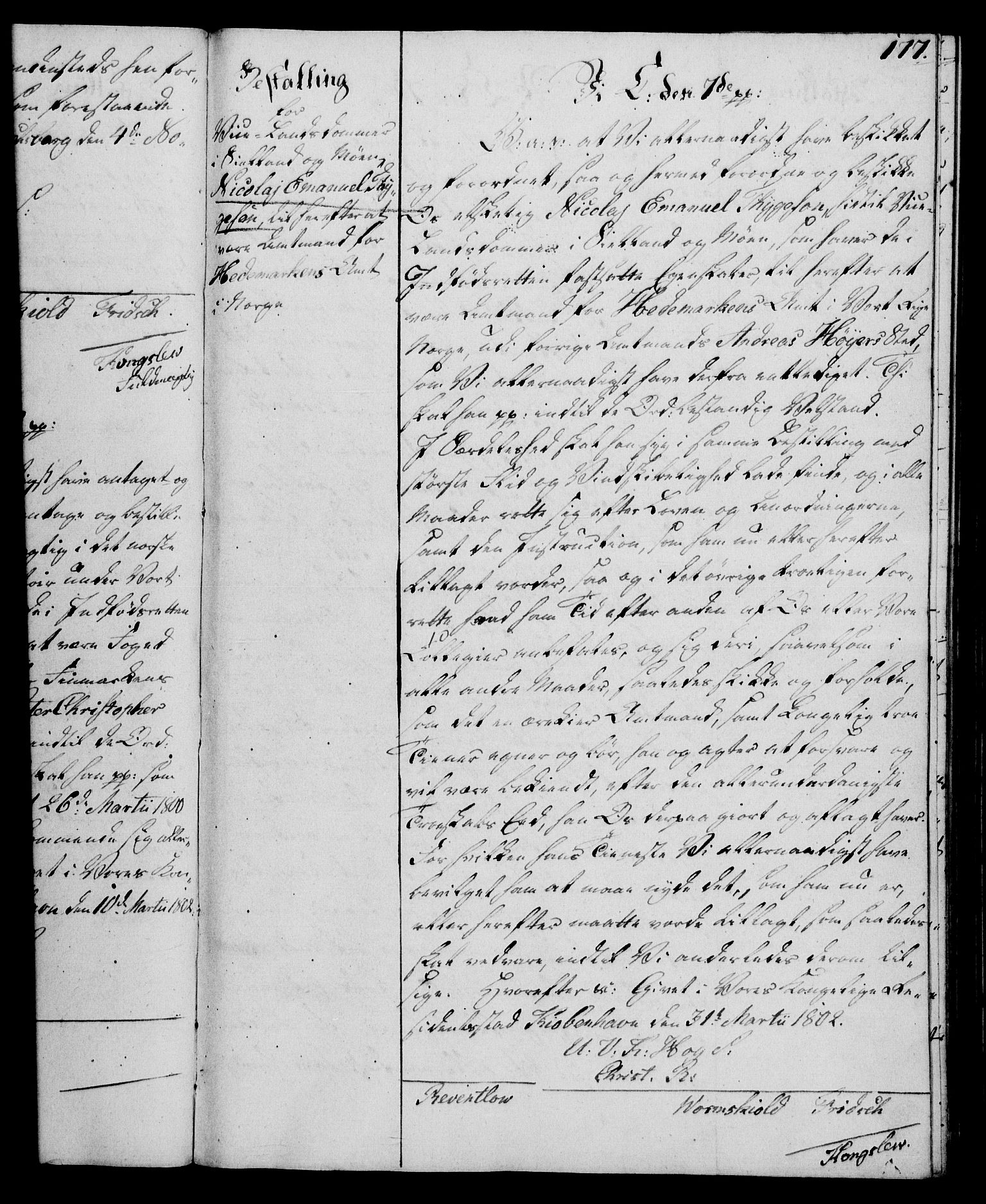 Rentekammeret, Kammerkanselliet, RA/EA-3111/G/Gg/Gge/L0006: Norsk bestallingsprotokoll med register (merket RK 53.30), 1773-1814, p. 177