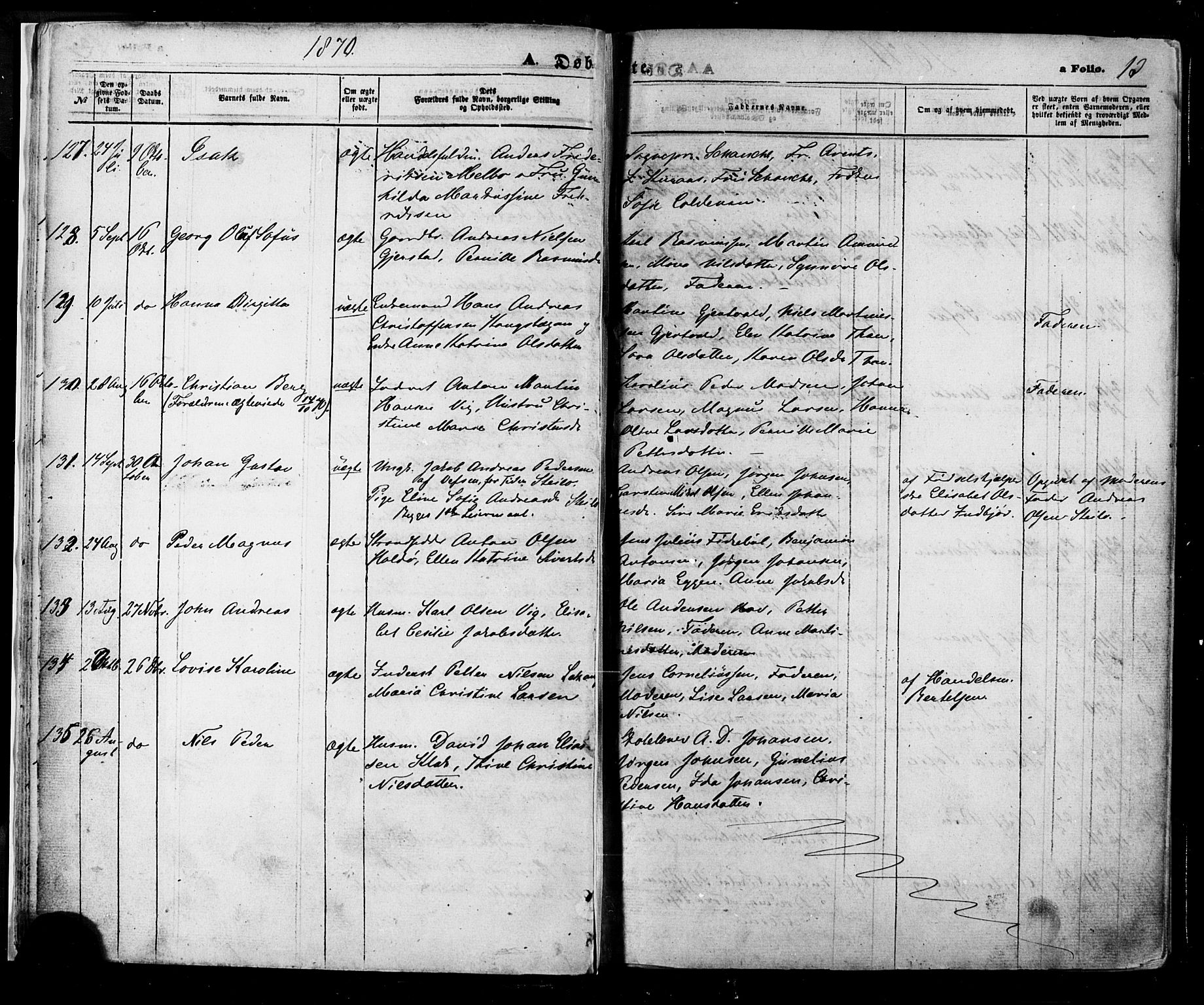 Ministerialprotokoller, klokkerbøker og fødselsregistre - Nordland, AV/SAT-A-1459/888/L1242: Parish register (official) no. 888A08, 1870-1875, p. 13