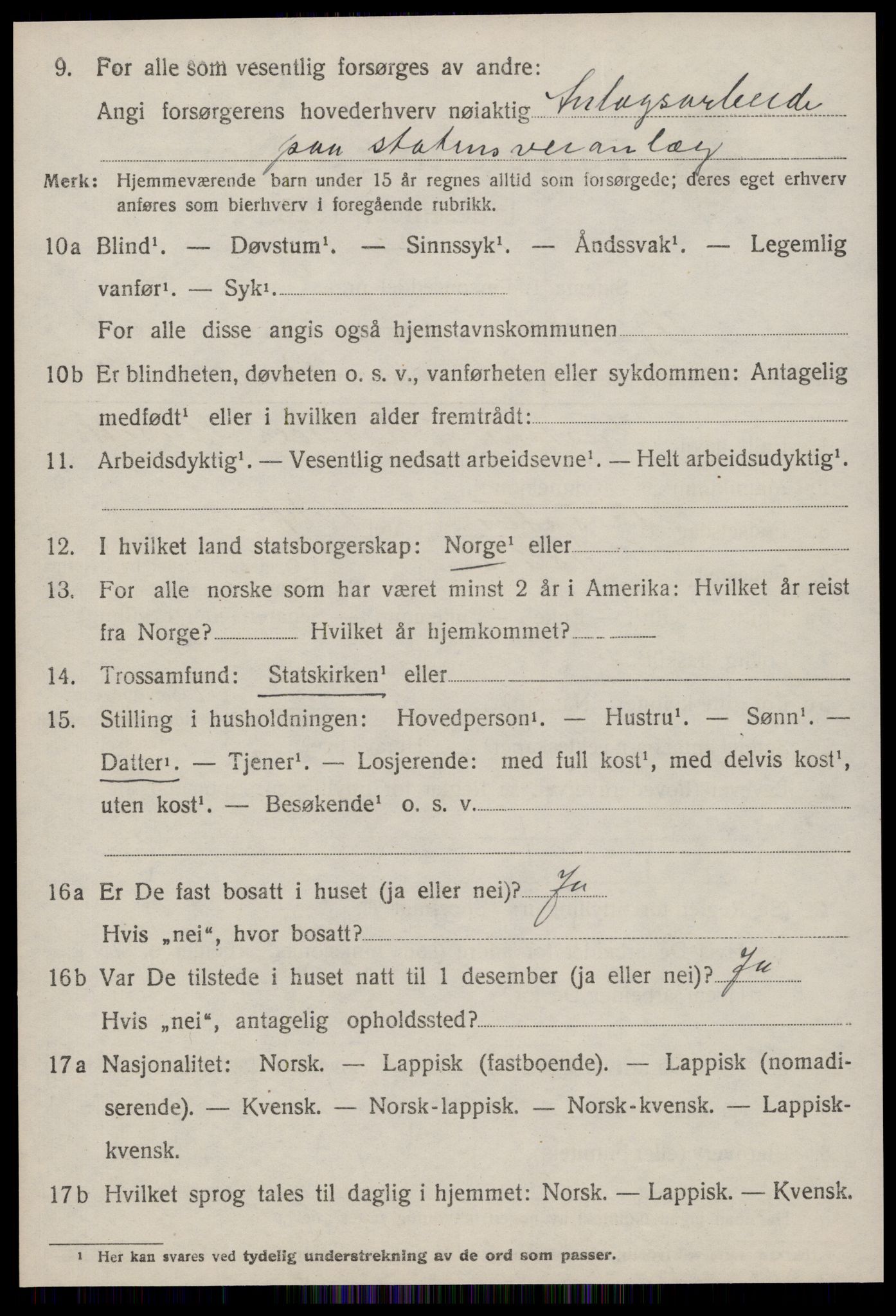 SAT, 1920 census for Stjørna, 1920, p. 3827