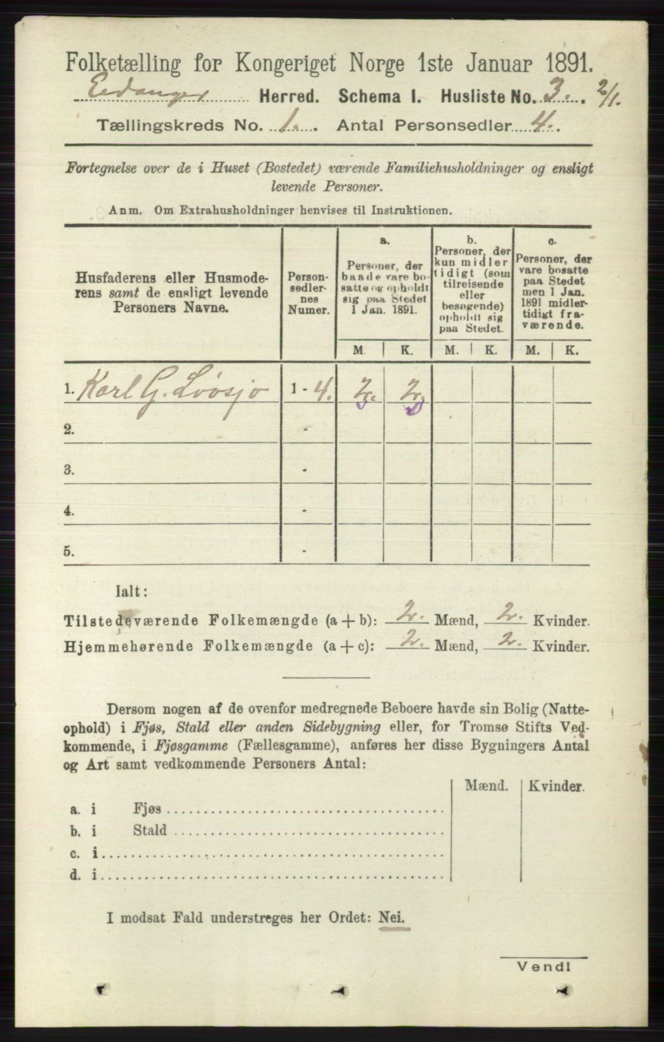 RA, 1891 census for 0813 Eidanger, 1891, p. 34