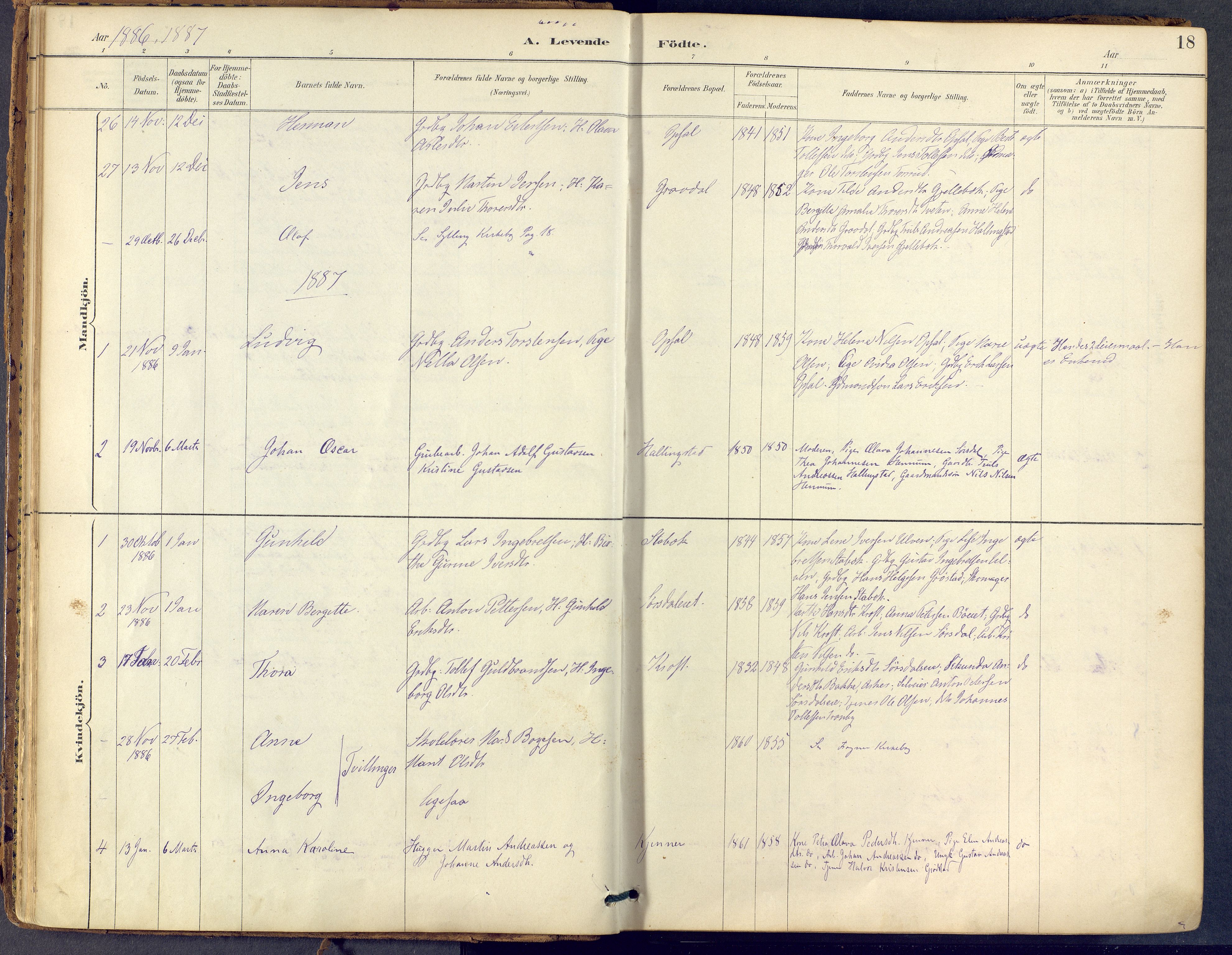 Lier kirkebøker, AV/SAKO-A-230/F/Fb/L0001: Parish register (official) no. II 1, 1883-1910, p. 18