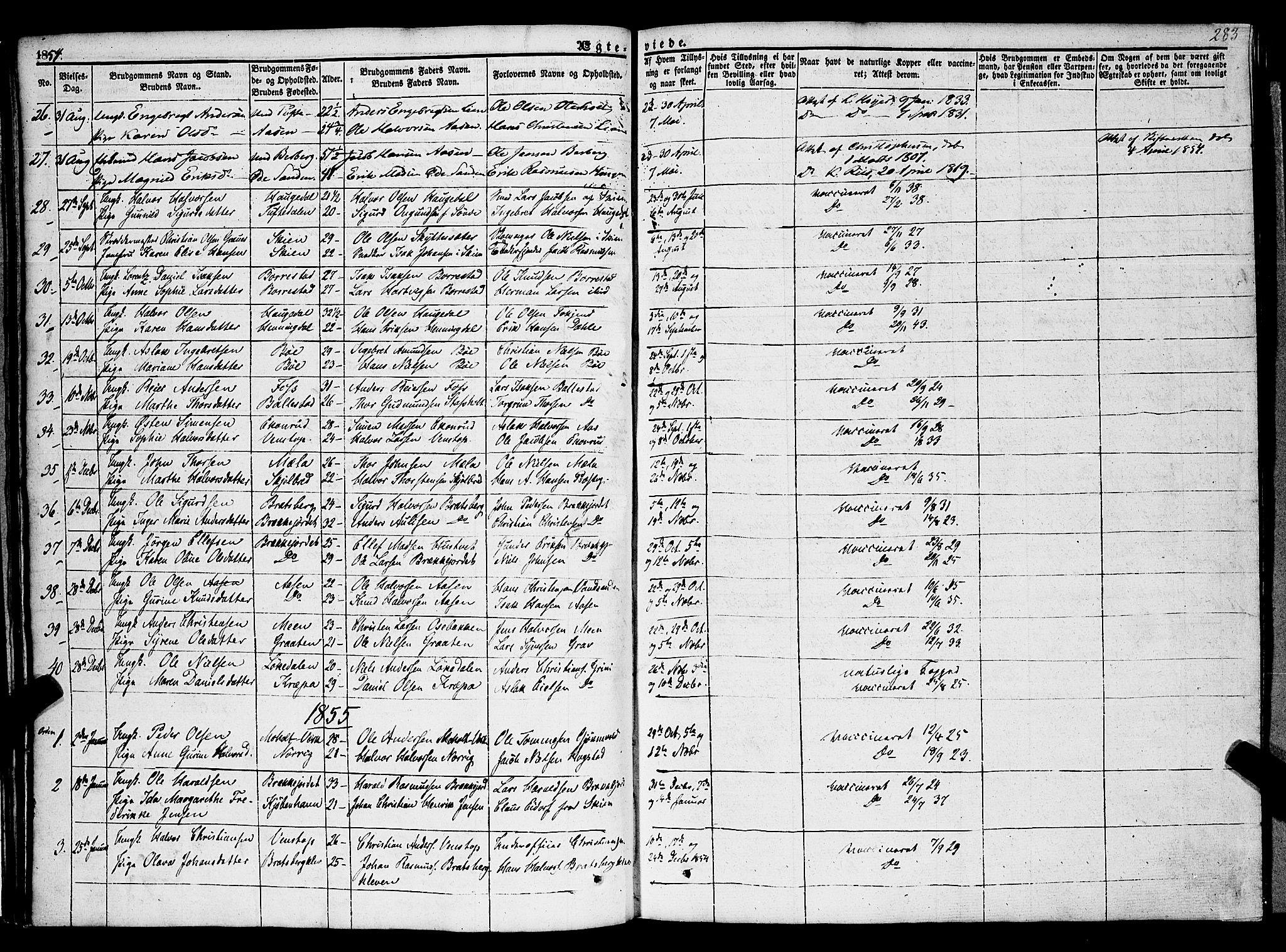 Gjerpen kirkebøker, SAKO/A-265/F/Fa/L0007b: Parish register (official) no. I 7B, 1834-1857, p. 283