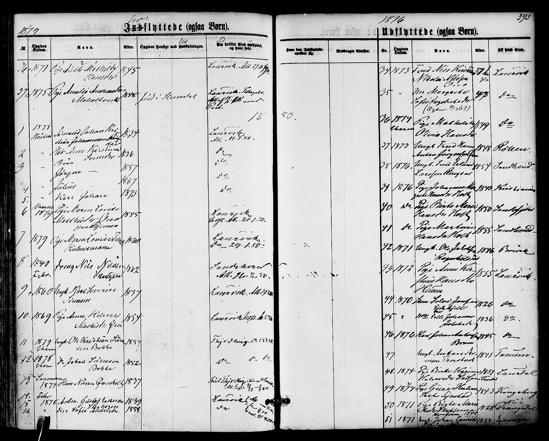 Hedrum kirkebøker, SAKO/A-344/F/Fa/L0008: Parish register (official) no. I 8, 1869-1880, p. 393