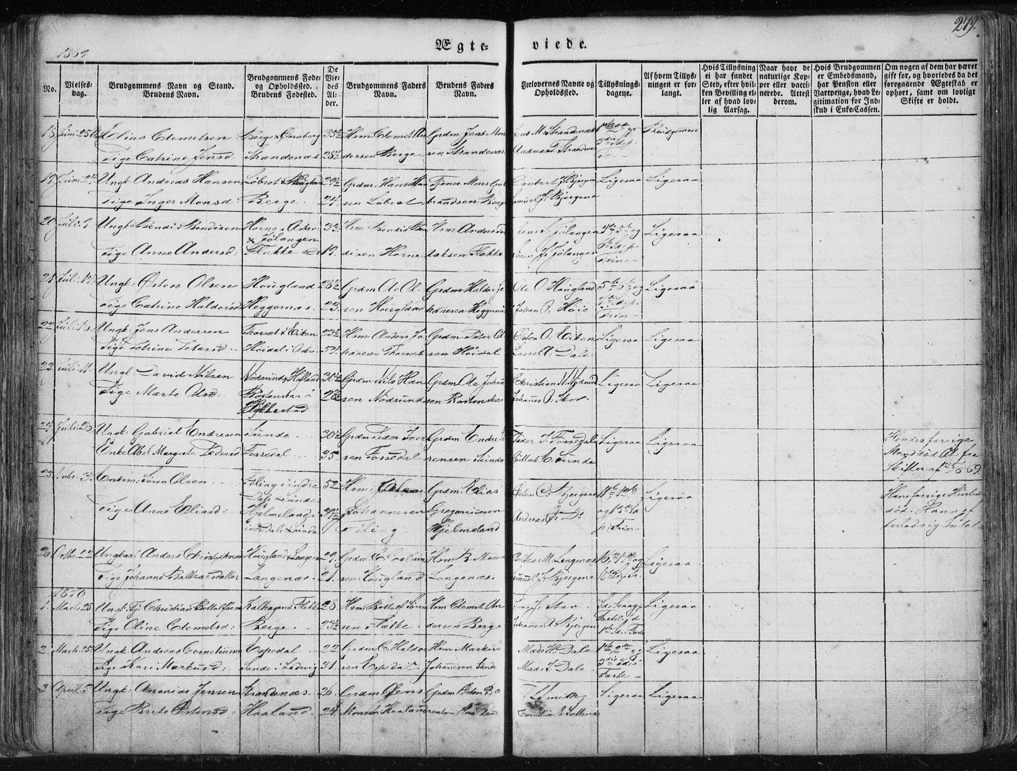 Fjaler sokneprestembete, SAB/A-79801/H/Haa/Haaa/L0006: Parish register (official) no. A 6, 1835-1884, p. 279