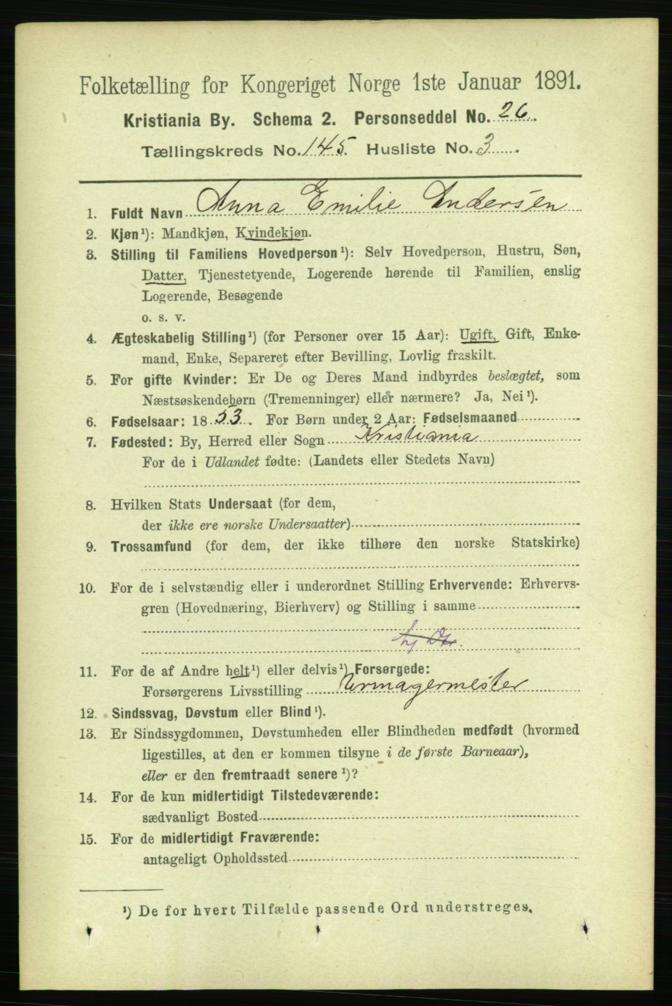 RA, 1891 census for 0301 Kristiania, 1891, p. 79426
