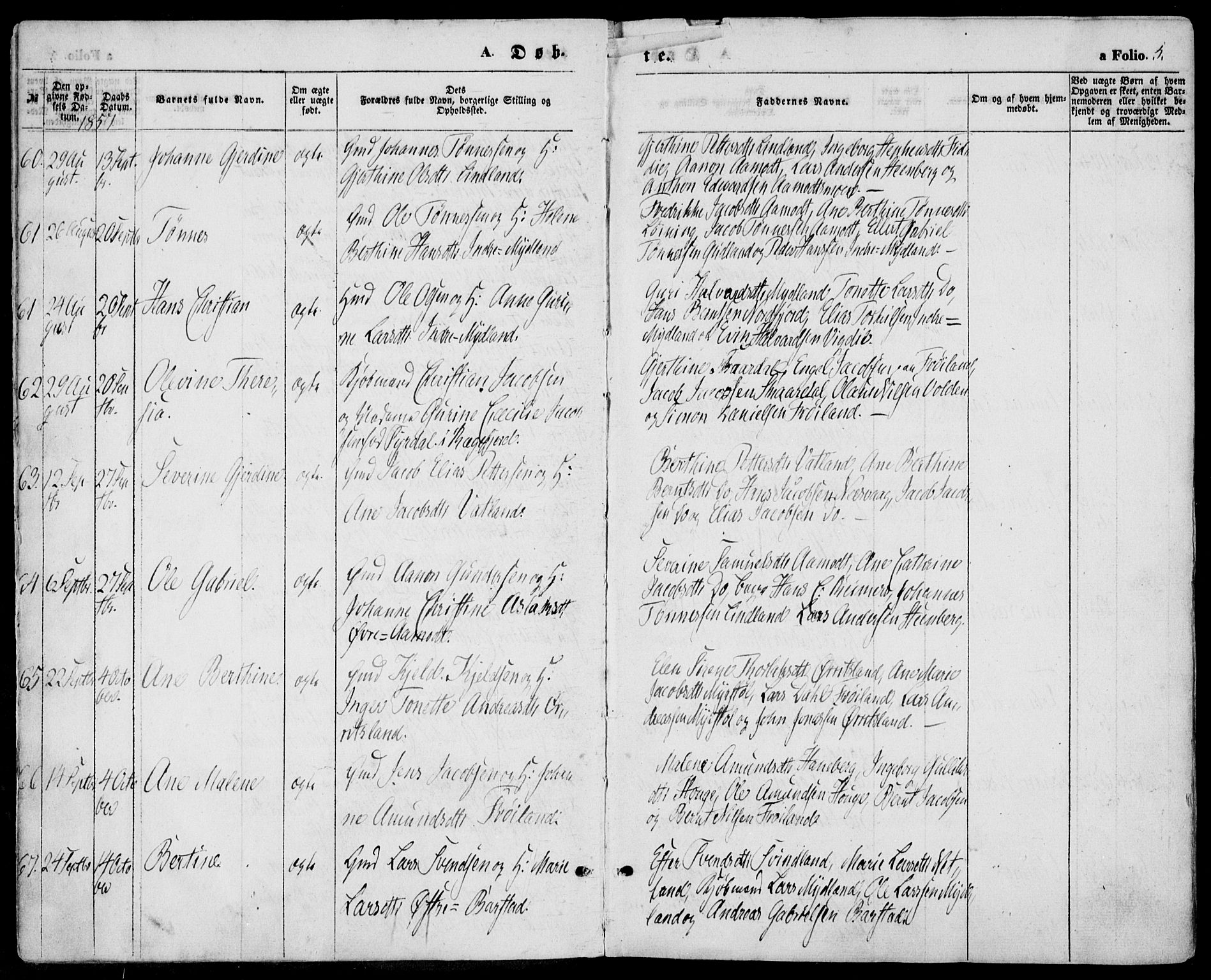 Sokndal sokneprestkontor, AV/SAST-A-101808: Parish register (official) no. A 9, 1857-1874, p. 5