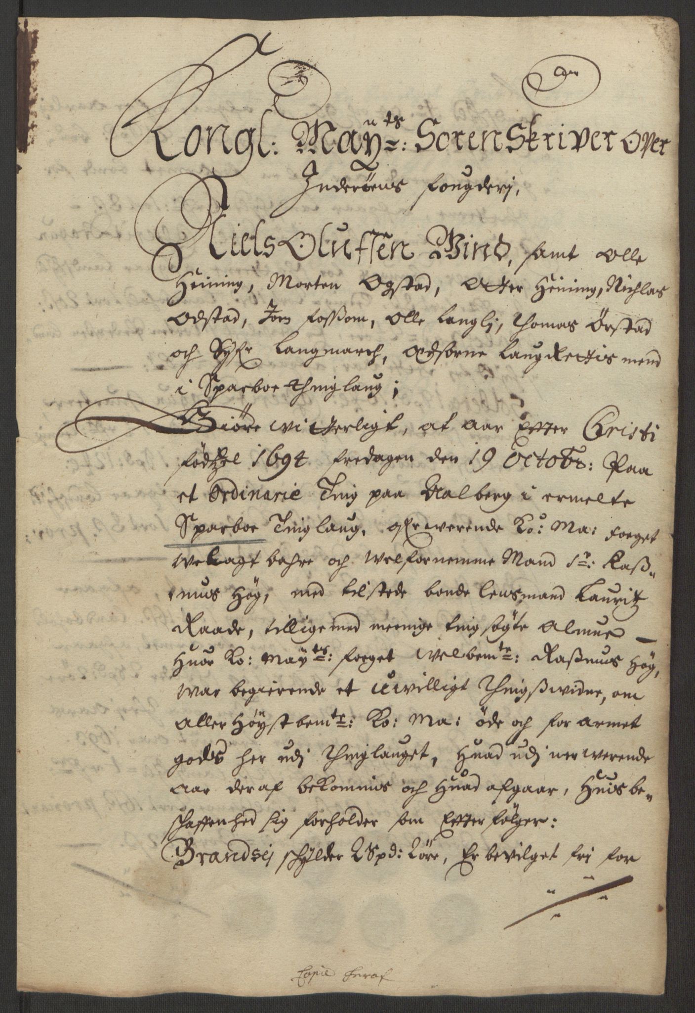 Rentekammeret inntil 1814, Reviderte regnskaper, Fogderegnskap, AV/RA-EA-4092/R63/L4308: Fogderegnskap Inderøy, 1692-1694, p. 625