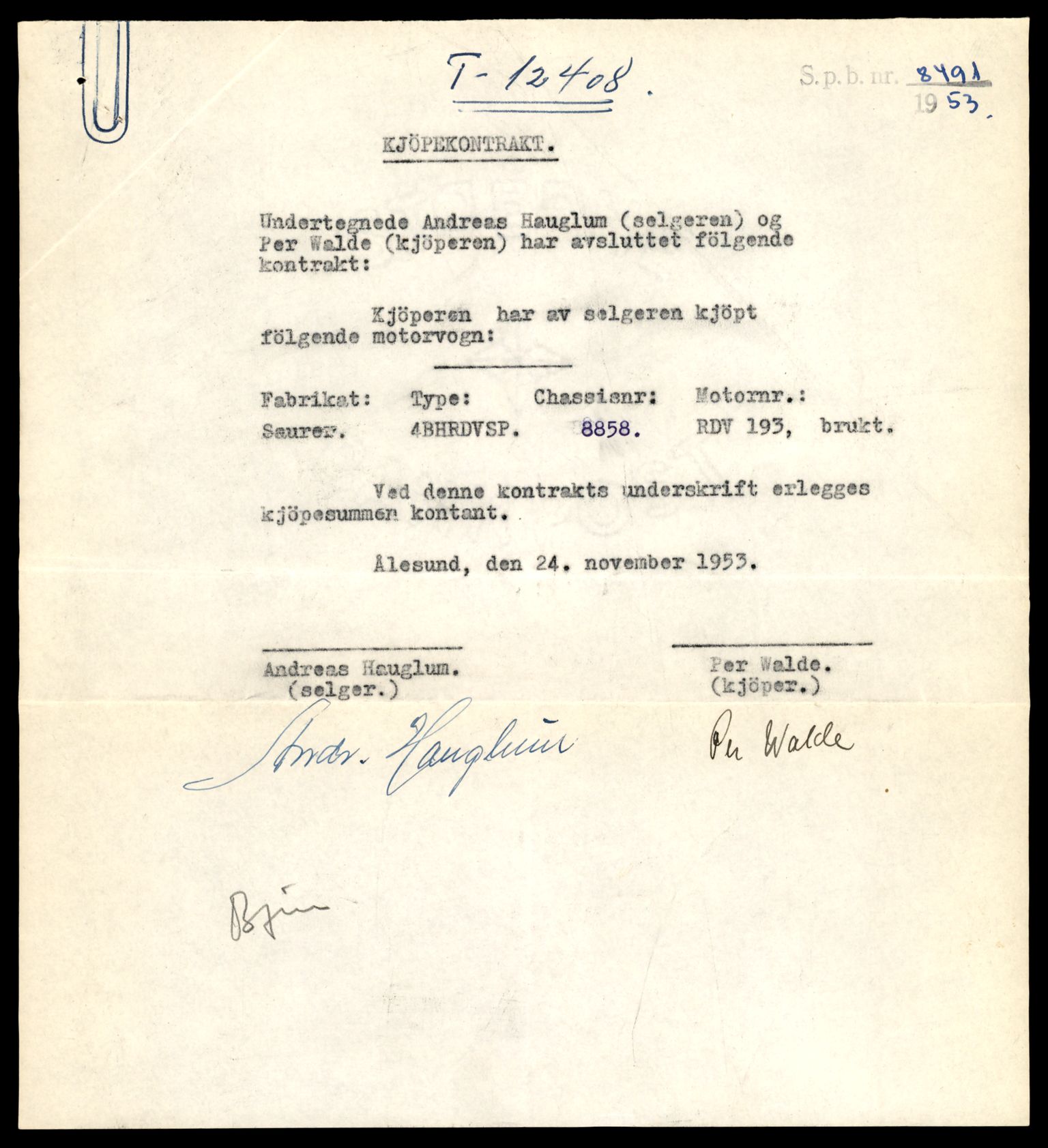 Møre og Romsdal vegkontor - Ålesund trafikkstasjon, AV/SAT-A-4099/F/Fe/L0033: Registreringskort for kjøretøy T 12151 - T 12474, 1927-1998, p. 2979