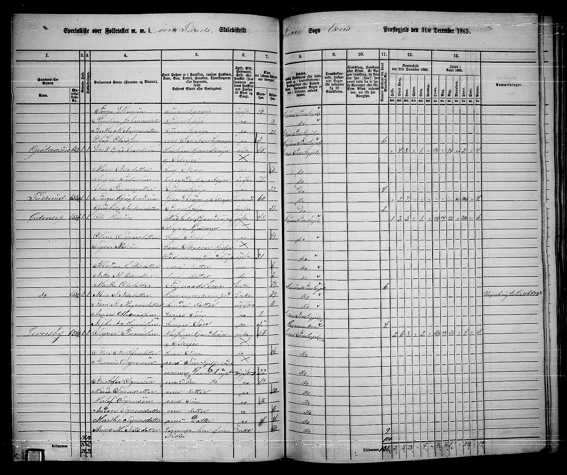 RA, 1865 census for Eiker, 1865, p. 457