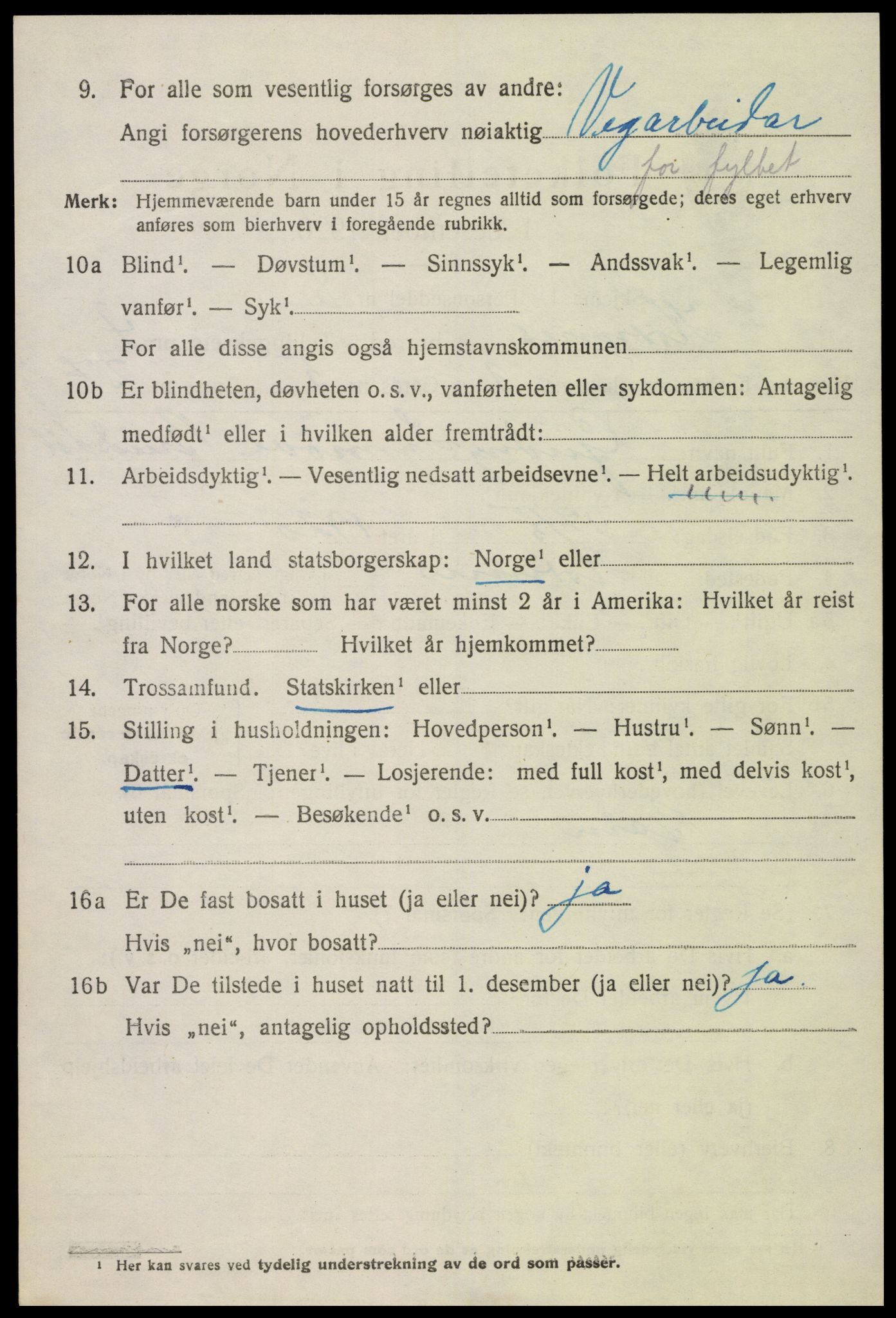 SAK, 1920 census for Hornnes, 1920, p. 1172
