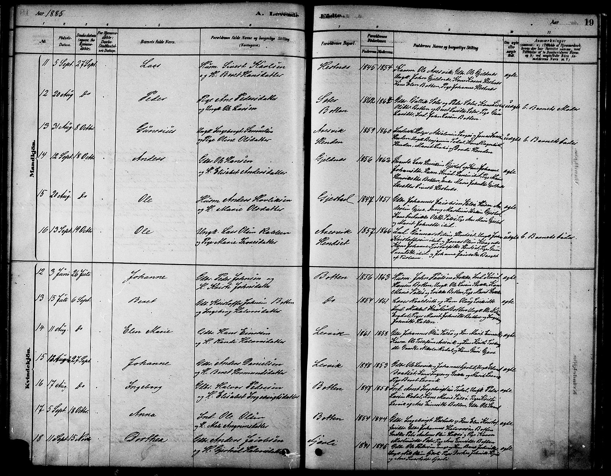 Ministerialprotokoller, klokkerbøker og fødselsregistre - Møre og Romsdal, AV/SAT-A-1454/580/L0924: Parish register (official) no. 580A01, 1878-1887, p. 19