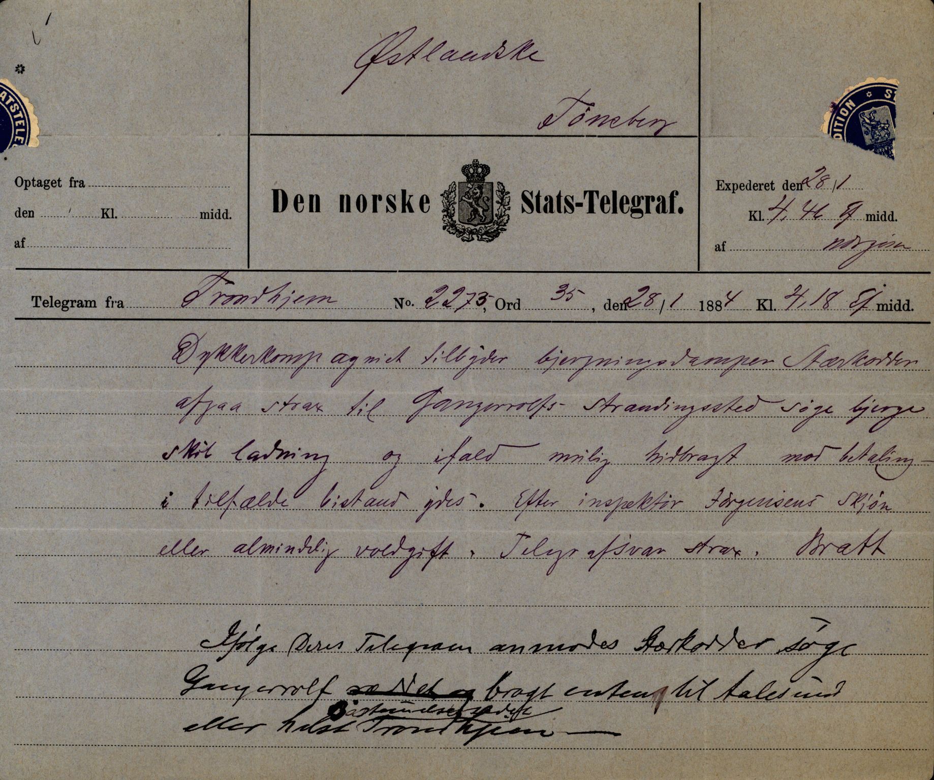 Pa 63 - Østlandske skibsassuranceforening, VEMU/A-1079/G/Ga/L0017/0011: Havaridokumenter / Andover, Amicitia, Bratsberg, Ganger Rolf, 1884, p. 41