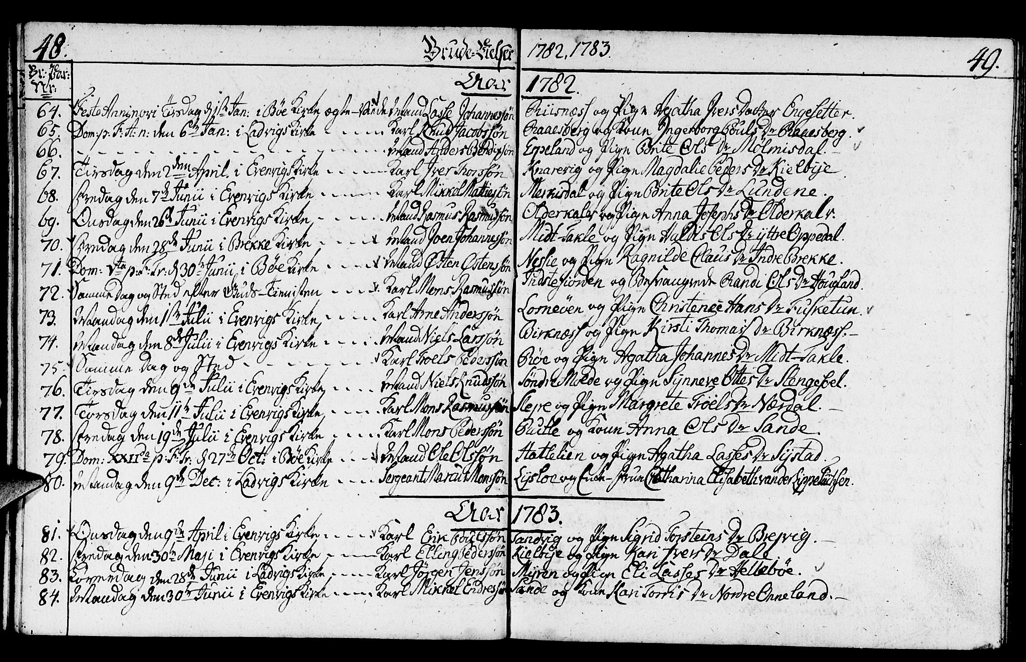 Gulen sokneprestembete, SAB/A-80201/H/Haa/Haaa/L0014: Parish register (official) no. A 14, 1779-1788, p. 48-49