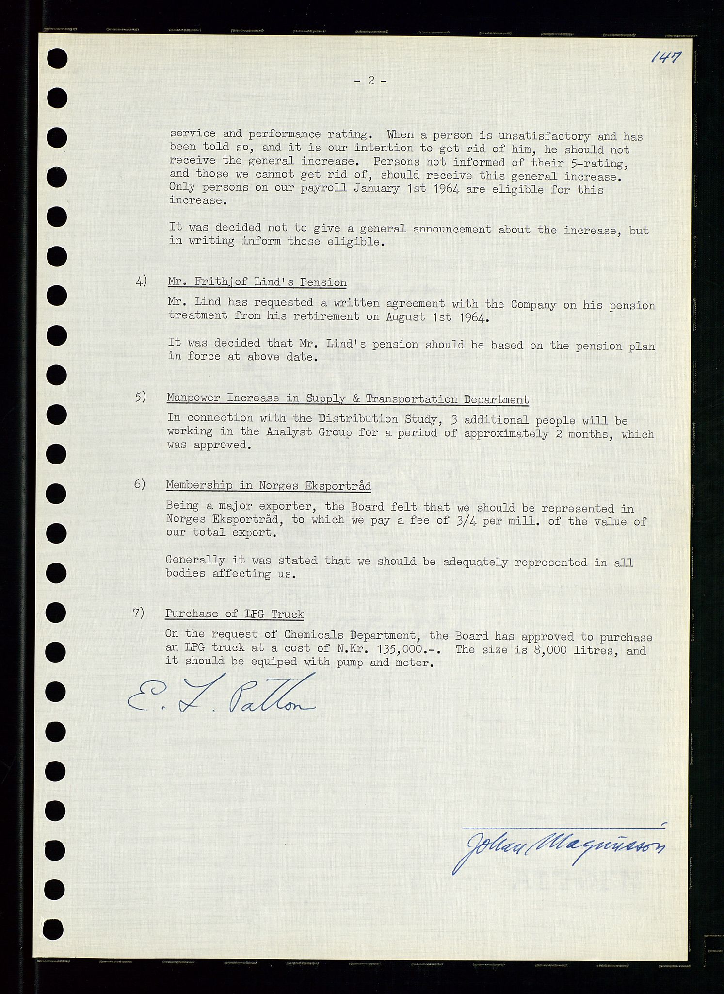 Pa 0982 - Esso Norge A/S, AV/SAST-A-100448/A/Aa/L0001/0004: Den administrerende direksjon Board minutes (styrereferater) / Den administrerende direksjon Board minutes (styrereferater), 1963-1964, p. 116