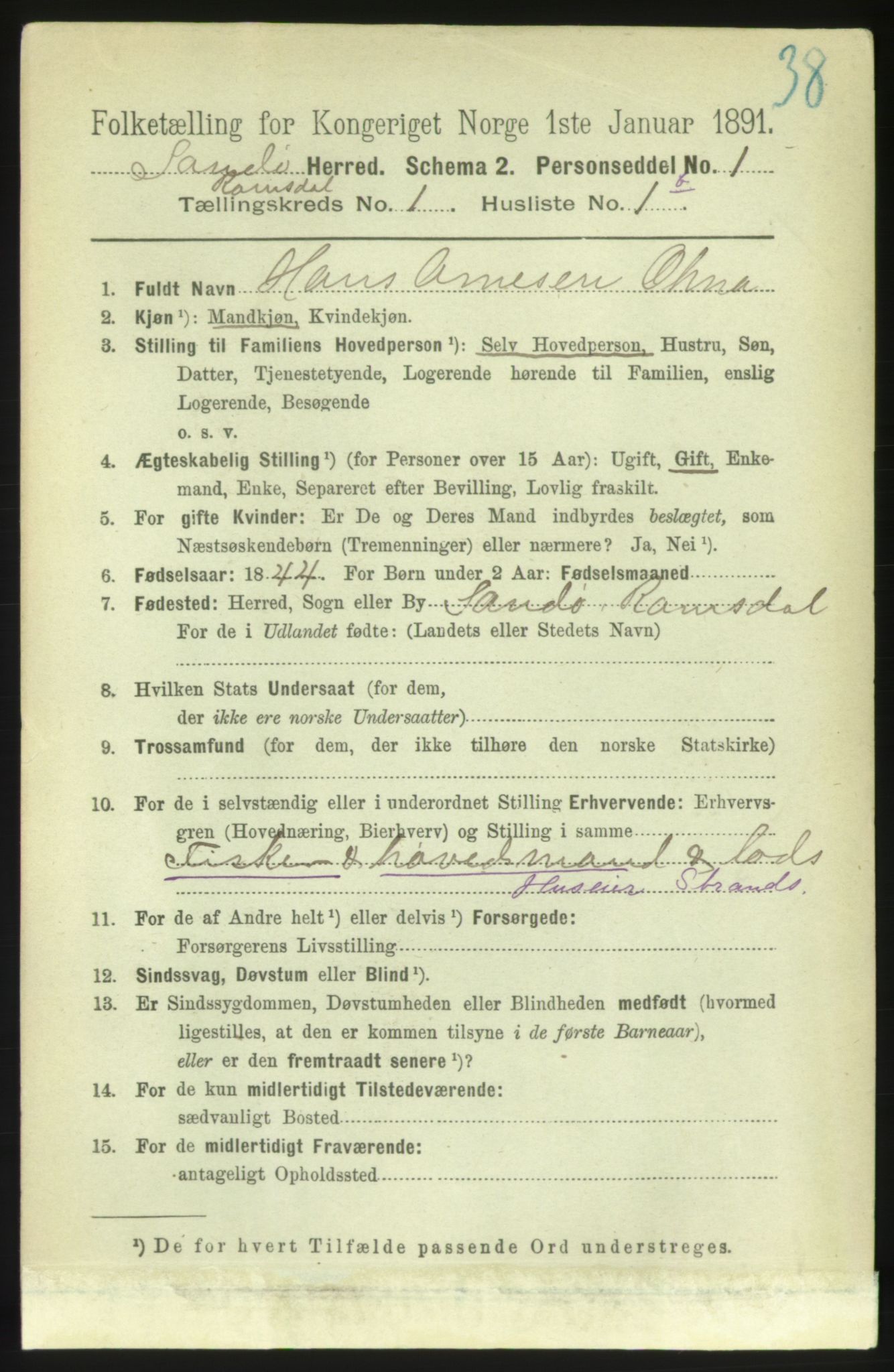 RA, 1891 census for 1546 Sandøy, 1891, p. 80