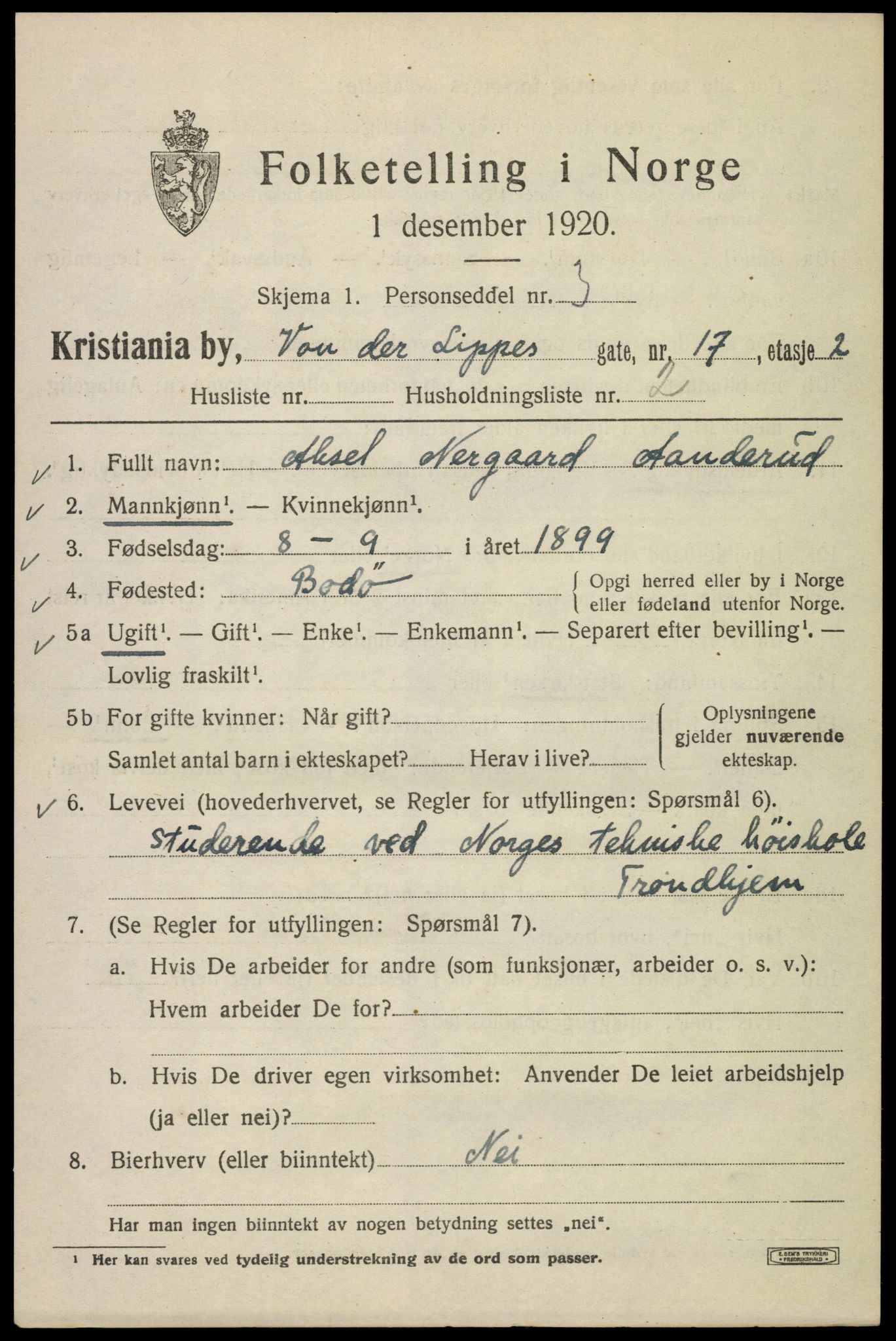 SAO, 1920 census for Kristiania, 1920, p. 643693