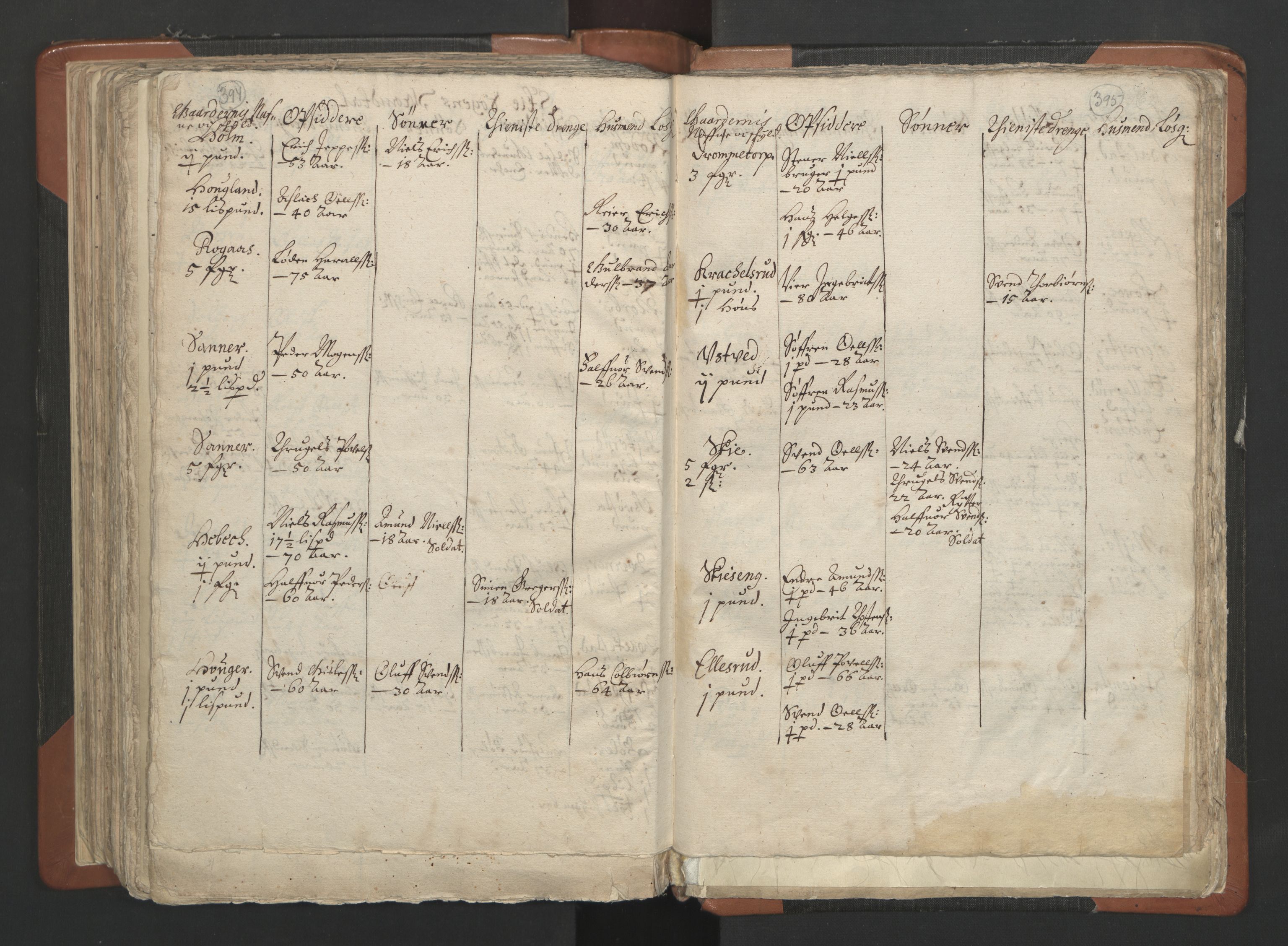 RA, Vicar's Census 1664-1666, no. 2: Øvre Borgesyssel deanery, 1664-1666, p. 394-395