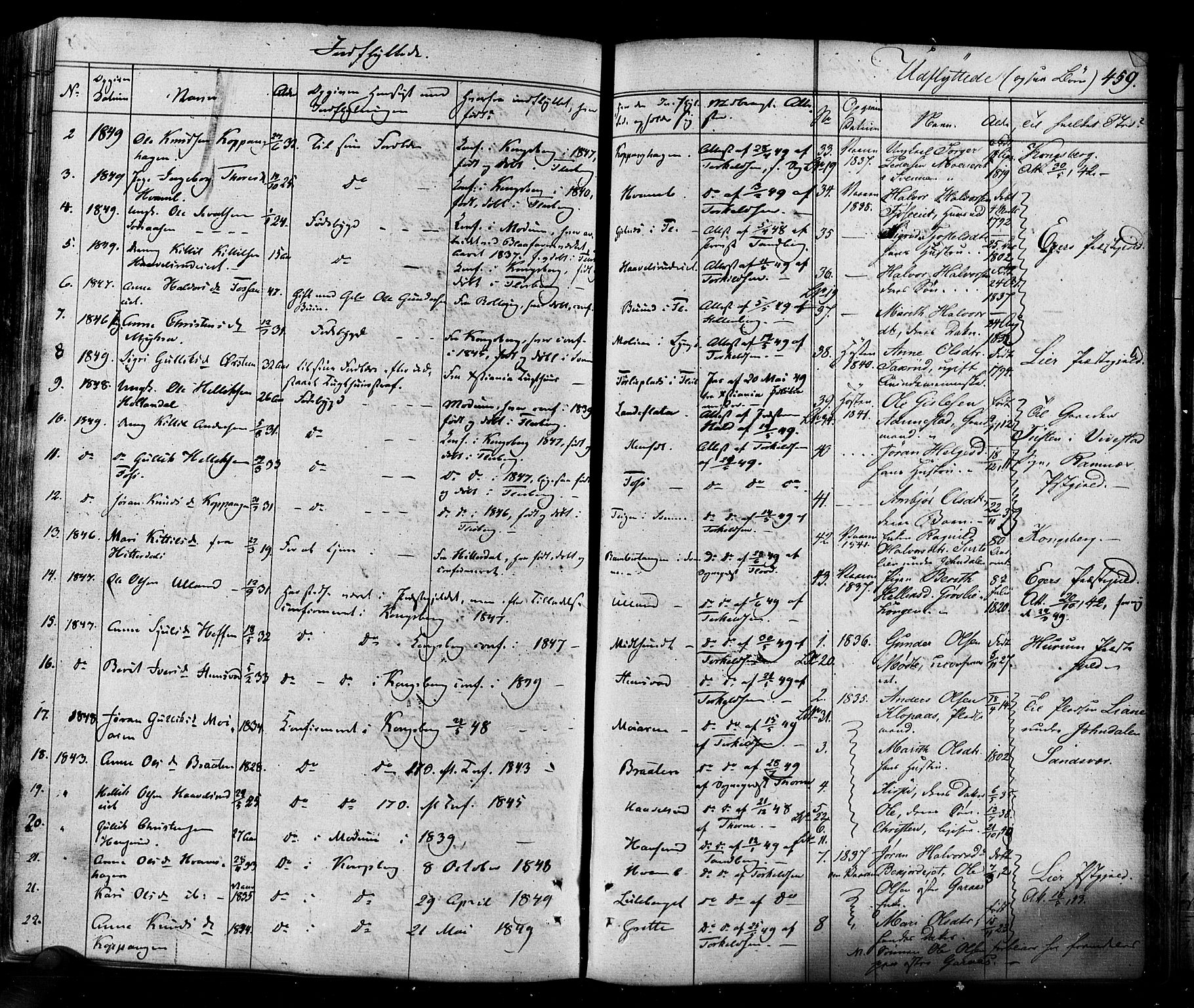 Flesberg kirkebøker, SAKO/A-18/F/Fa/L0006: Parish register (official) no. I 6, 1834-1860, p. 459