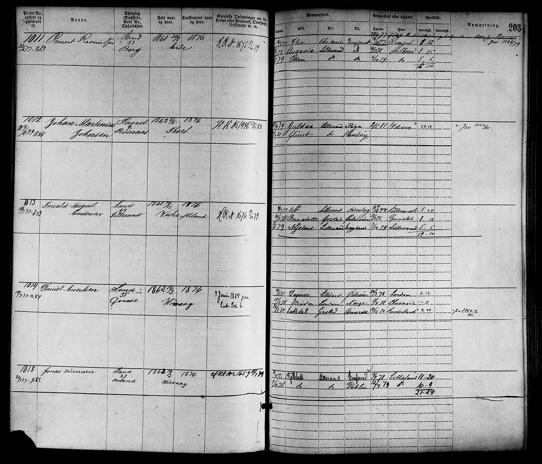 Lillesand mønstringskrets, SAK/2031-0014/F/Fa/L0004: Annotasjonsrulle nr 1-1920 med register, G-1, 1869-1891, p. 229