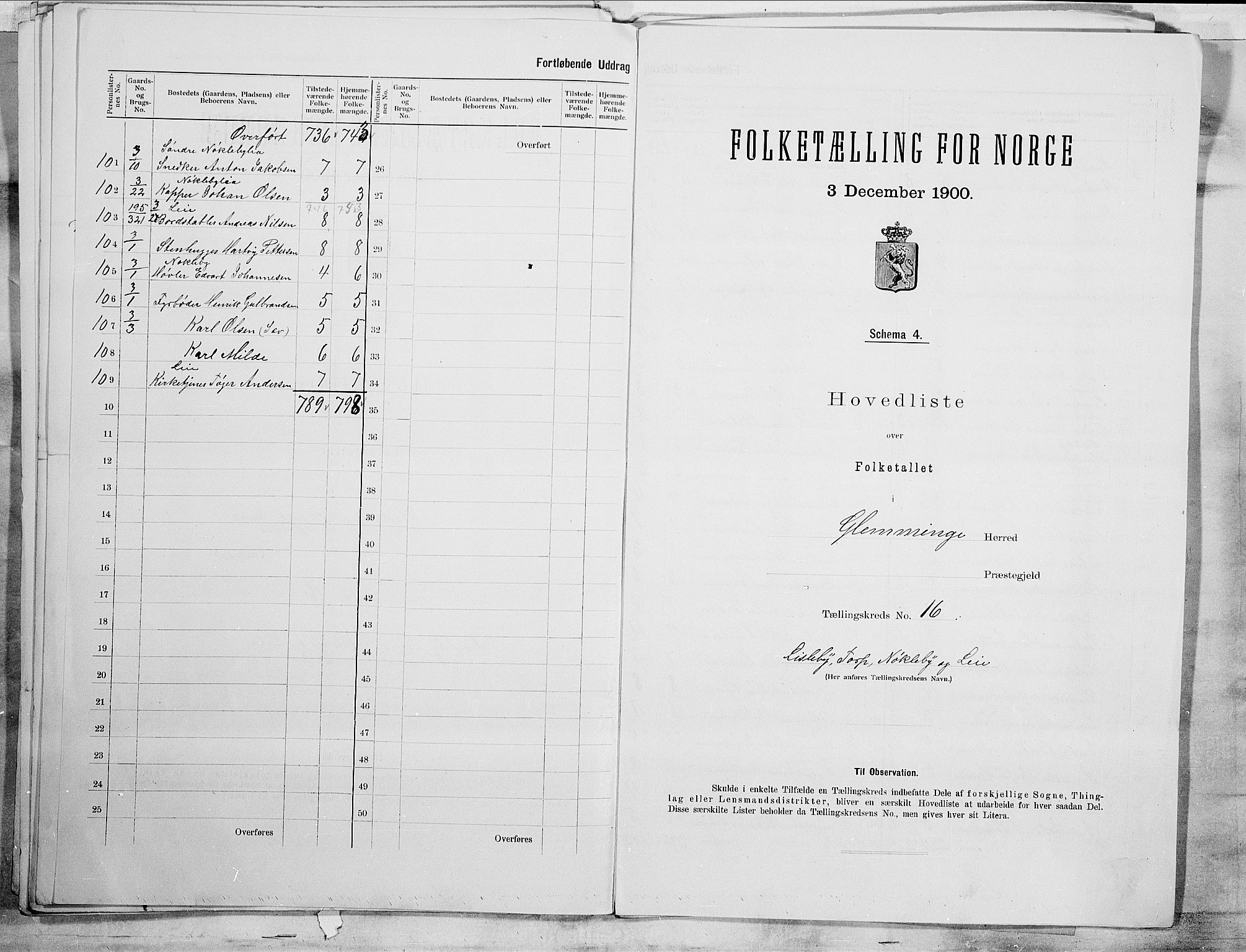 SAO, 1900 census for Glemmen, 1900, p. 39