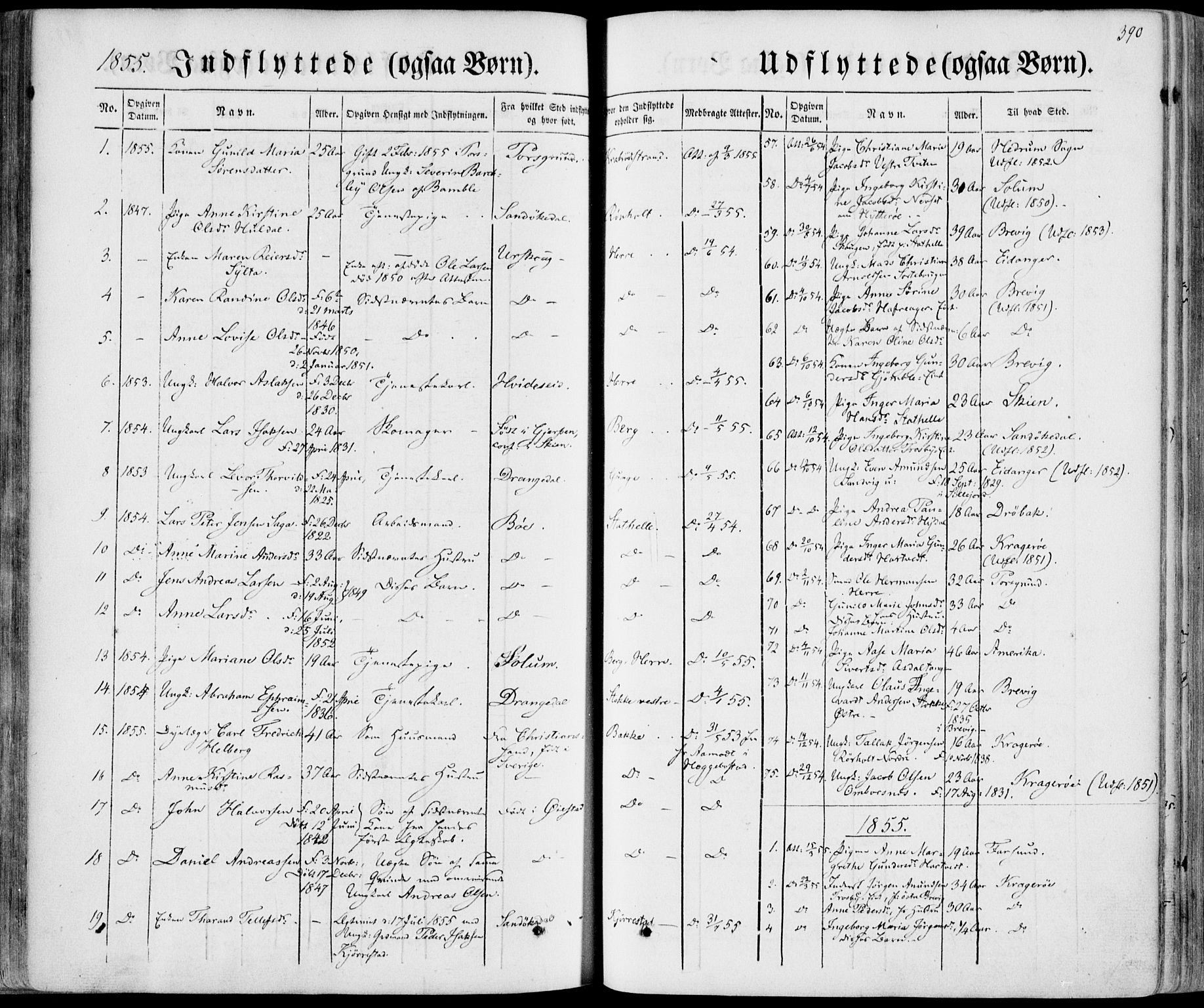 Bamble kirkebøker, AV/SAKO-A-253/F/Fa/L0005: Parish register (official) no. I 5, 1854-1869, p. 390
