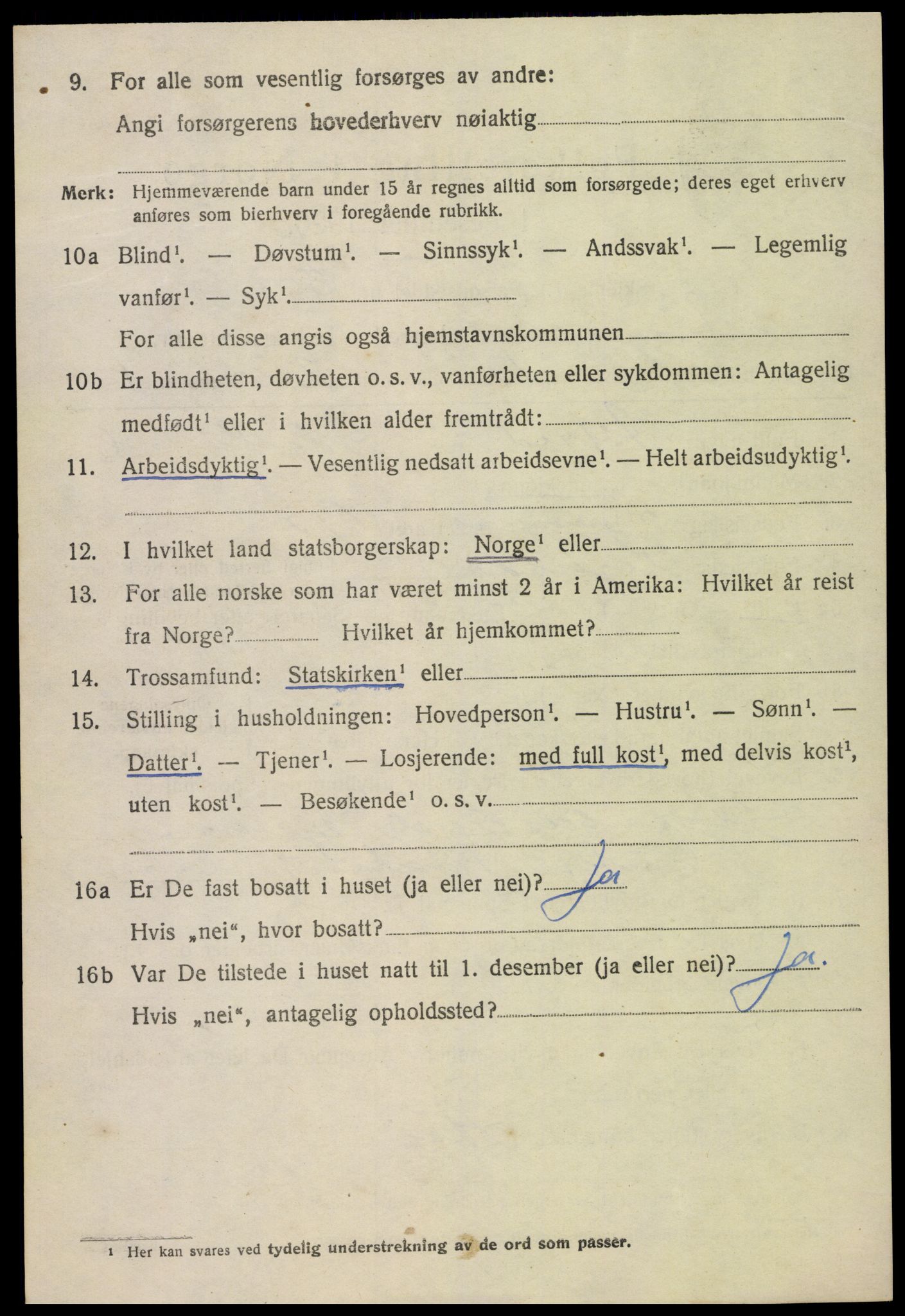 SAK, 1920 census for Vegusdal, 1920, p. 1268