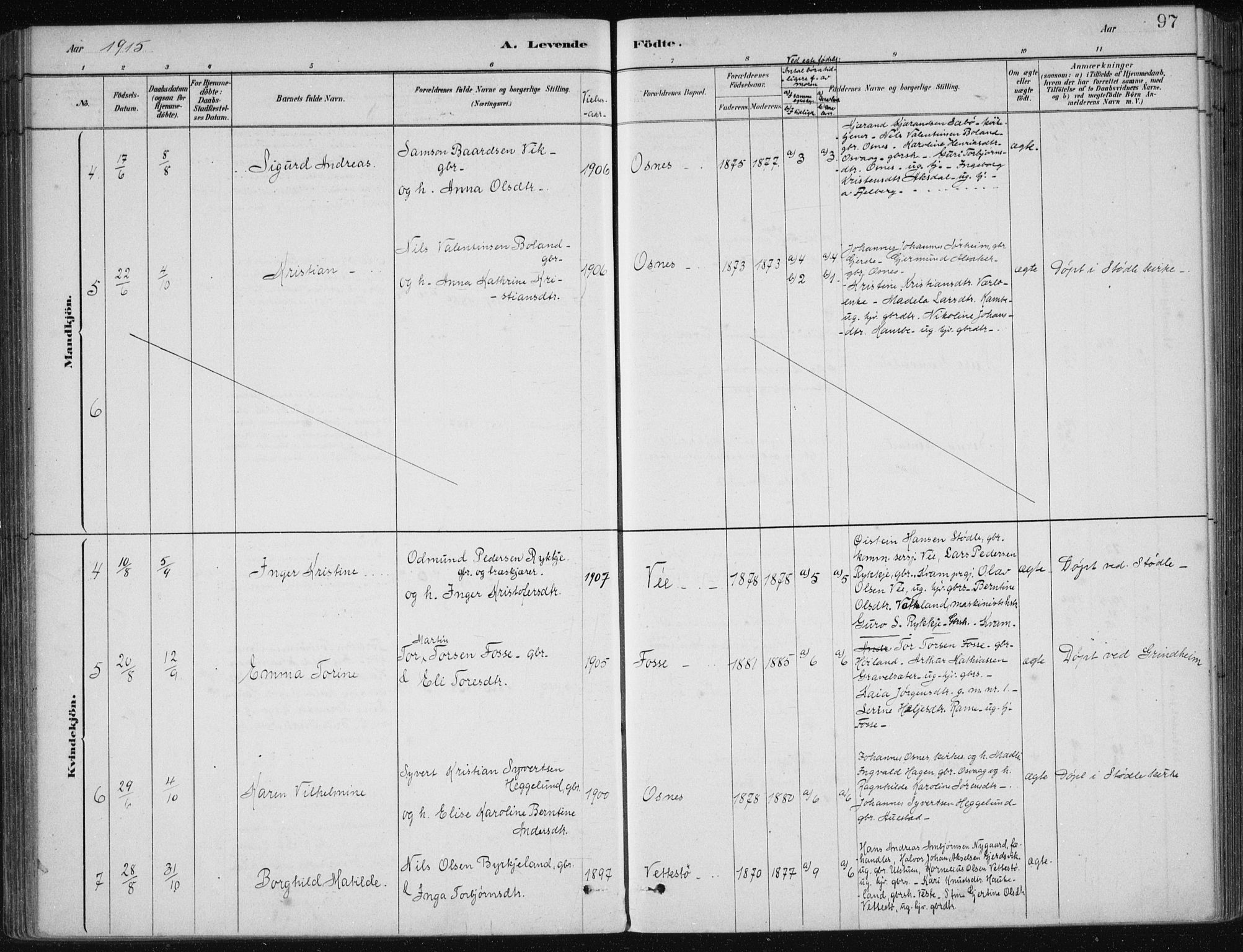 Etne sokneprestembete, AV/SAB-A-75001/H/Haa: Parish register (official) no. C  1, 1879-1919, p. 97