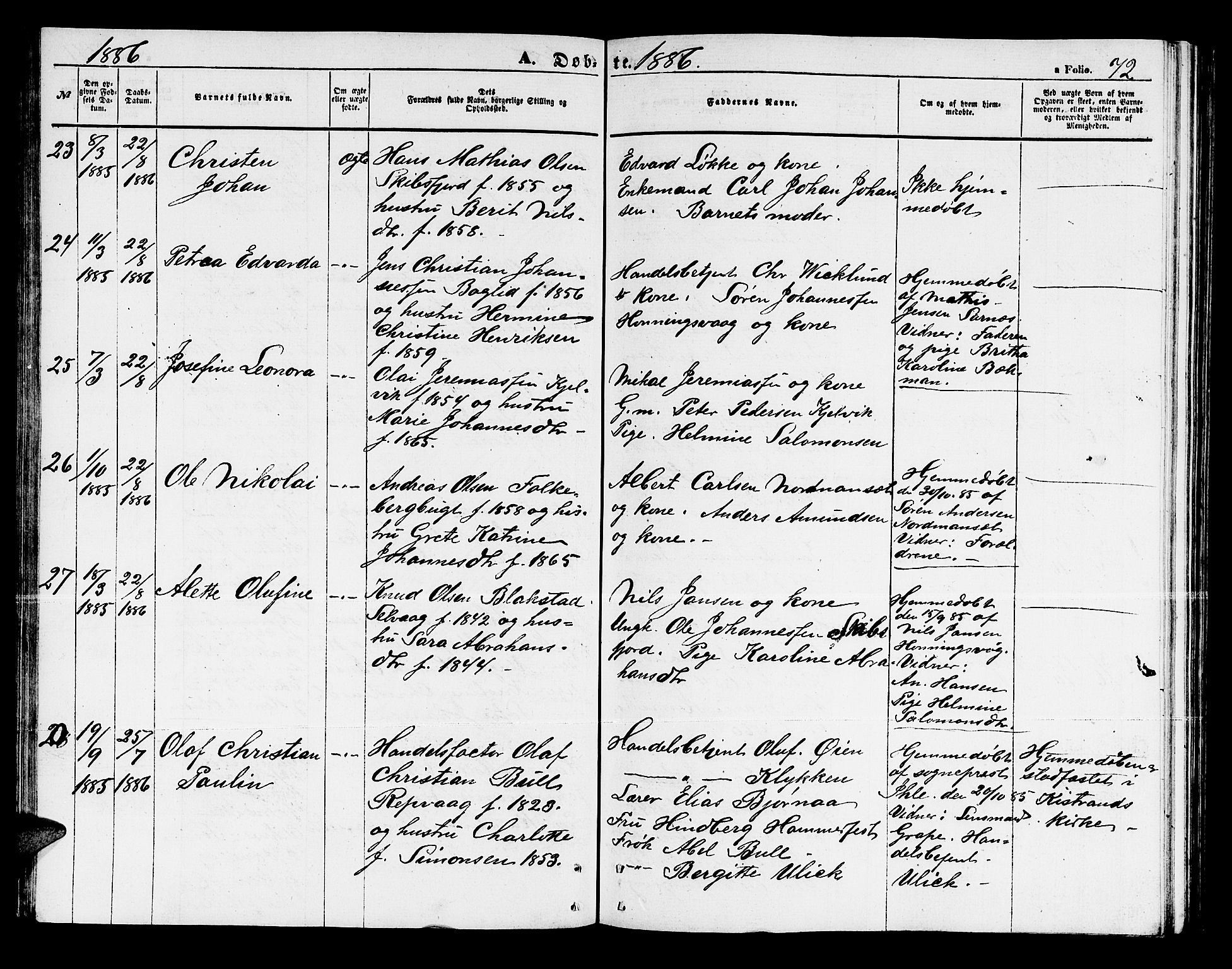 Måsøy sokneprestkontor, AV/SATØ-S-1348/H/Hb/L0003klokker: Parish register (copy) no. 3, 1861-1886, p. 72