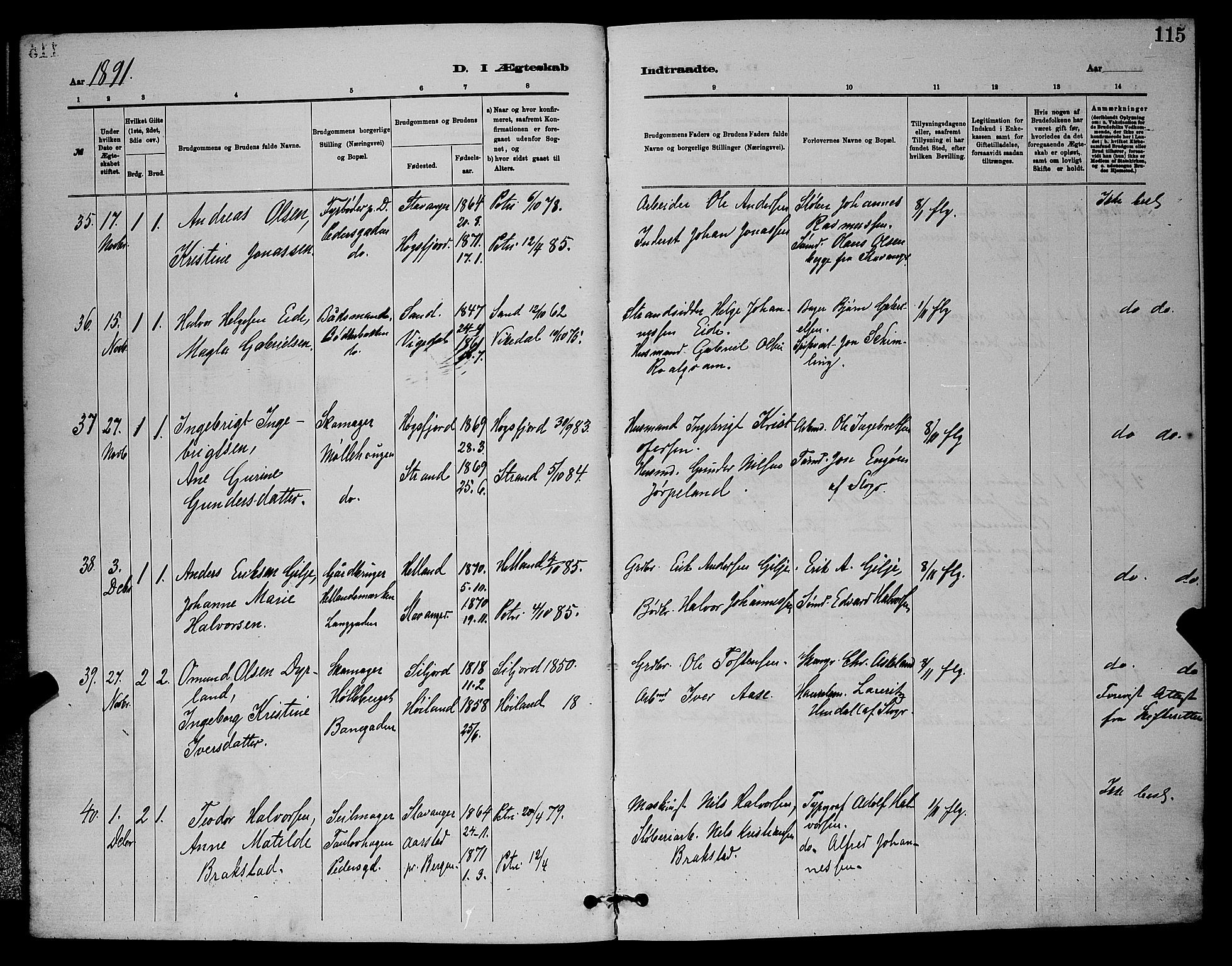 St. Johannes sokneprestkontor, AV/SAST-A-101814/001/30/30BB/L0001: Parish register (copy) no. B 1, 1885-1897, p. 115