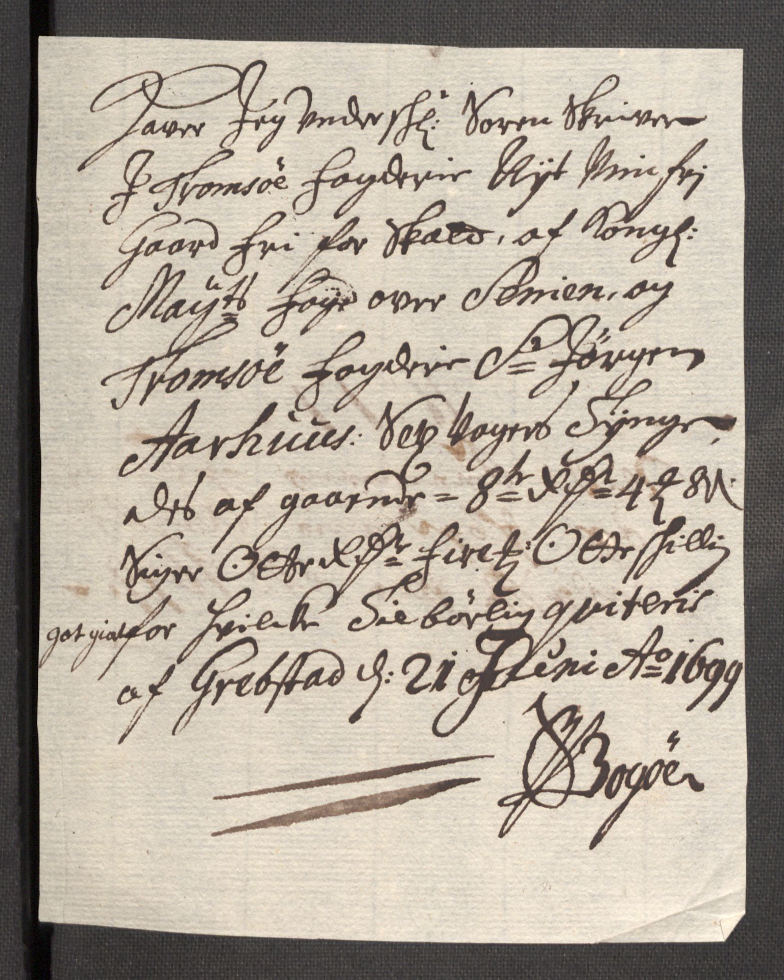 Rentekammeret inntil 1814, Reviderte regnskaper, Fogderegnskap, AV/RA-EA-4092/R68/L4754: Fogderegnskap Senja og Troms, 1697-1699, p. 369