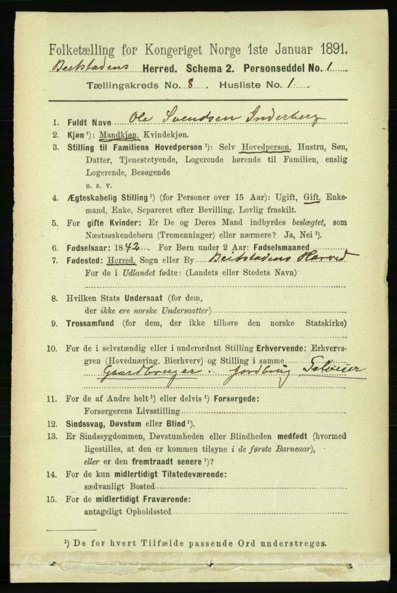 RA, 1891 census for 1727 Beitstad, 1891, p. 2155