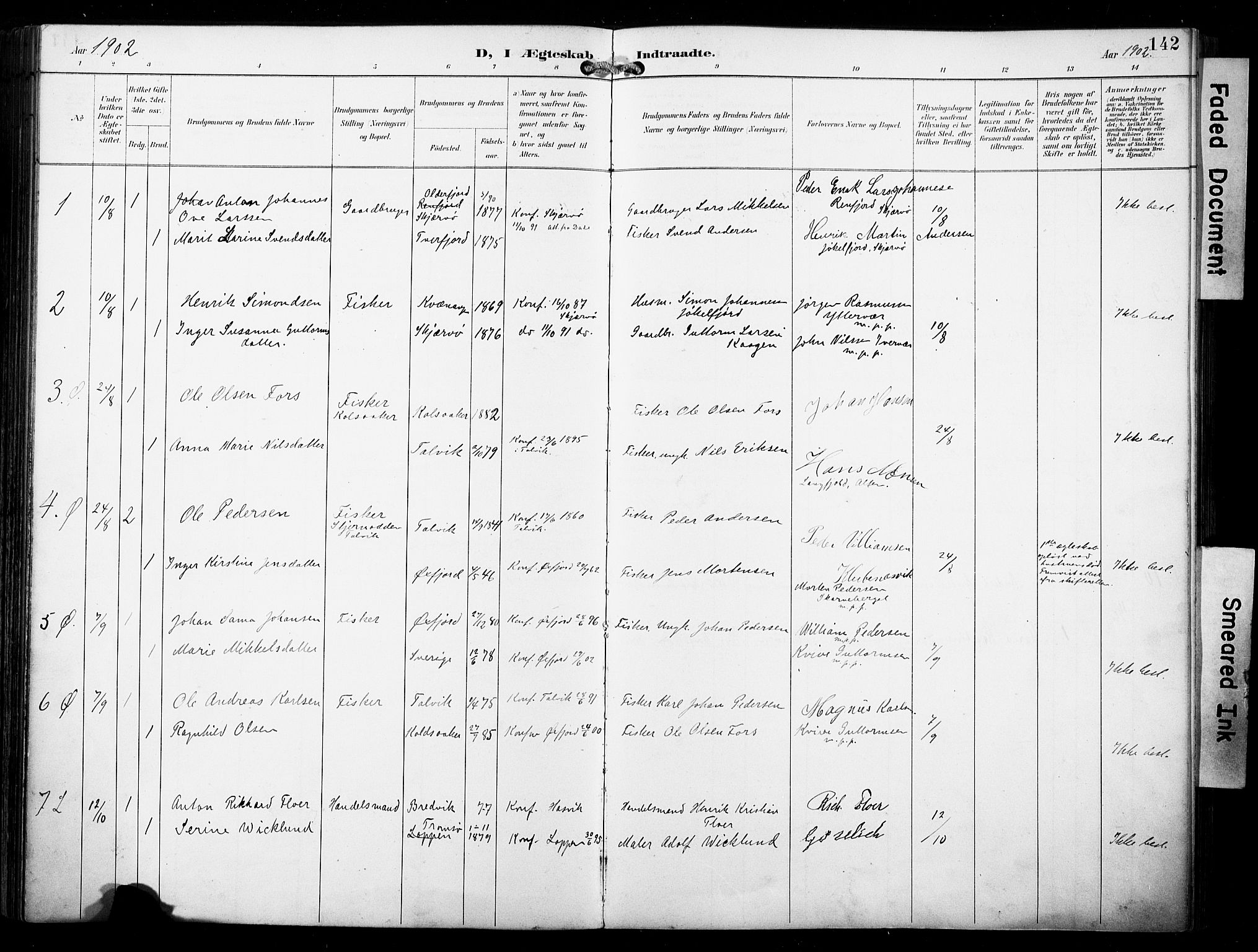 Loppa sokneprestkontor, SATØ/S-1339/H/Ha/L0009kirke: Parish register (official) no. 9, 1895-1909, p. 142