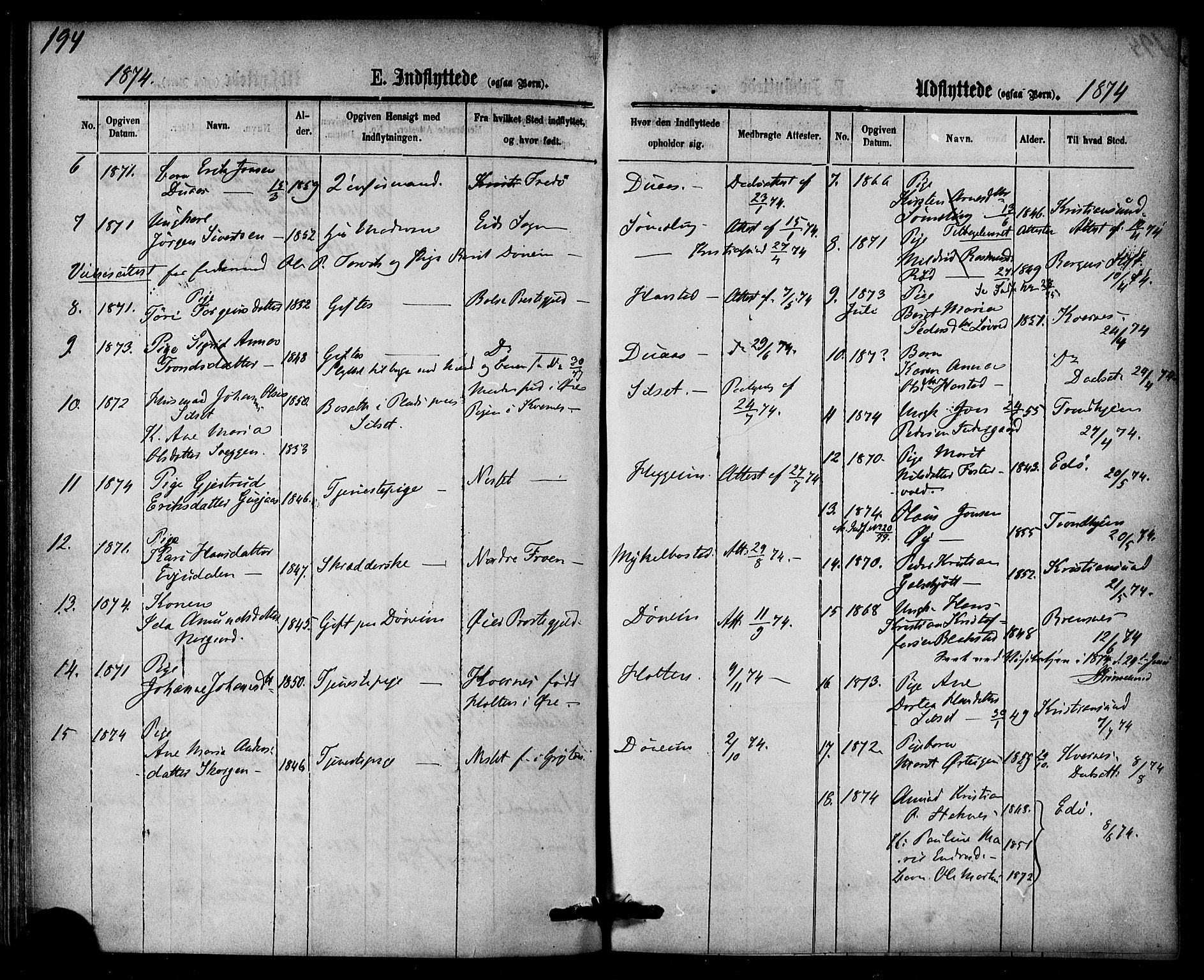 Ministerialprotokoller, klokkerbøker og fødselsregistre - Møre og Romsdal, SAT/A-1454/584/L0966: Parish register (official) no. 584A06, 1869-1878, p. 194
