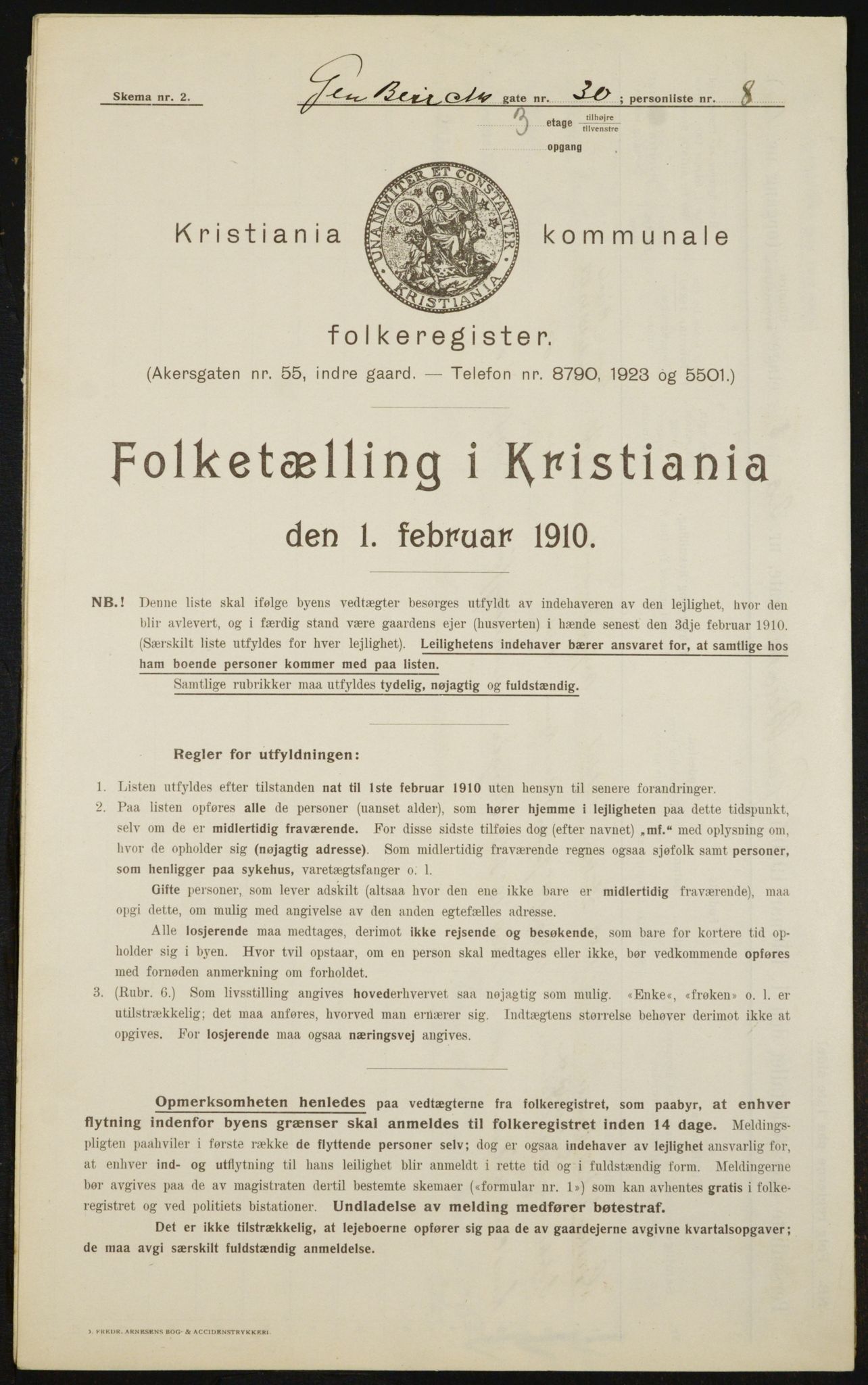 OBA, Municipal Census 1910 for Kristiania, 1910, p. 27663