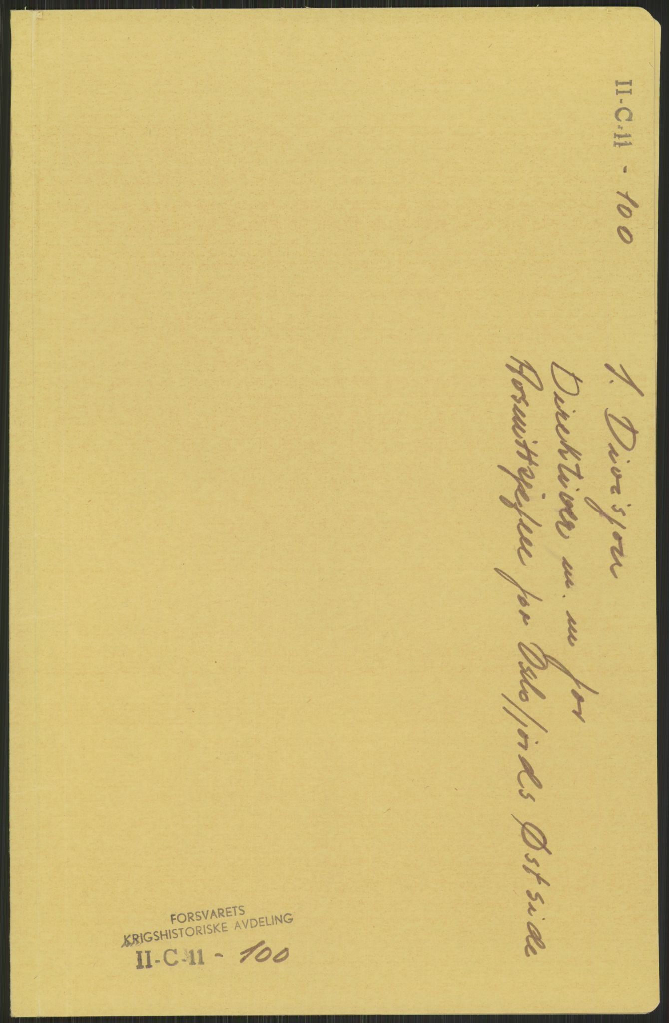 Forsvaret, Forsvarets krigshistoriske avdeling, AV/RA-RAFA-2017/Y/Yb/L0049: II-C-11-100  -  1. Divisjon, 1940, p. 1