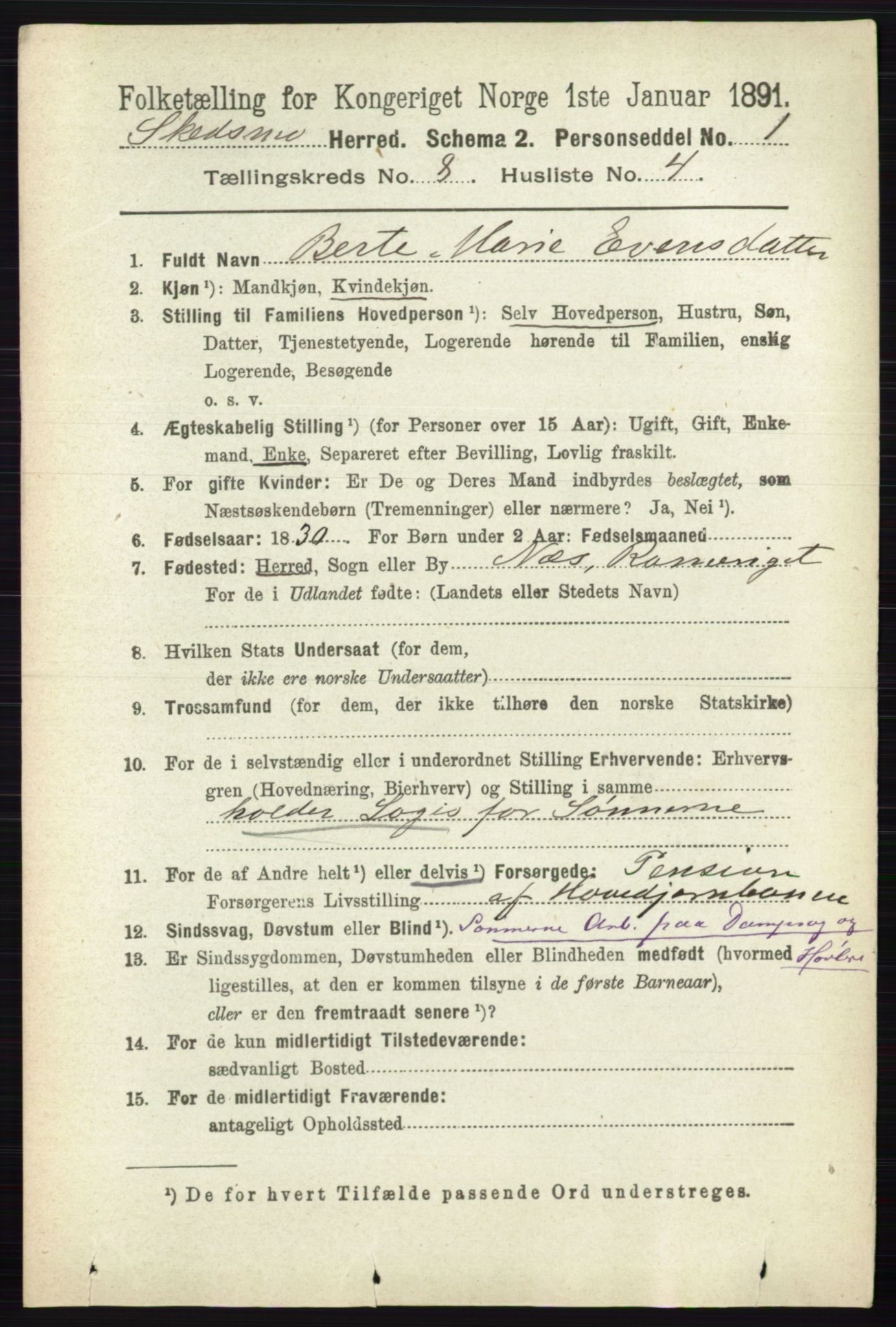 RA, 1891 census for 0231 Skedsmo, 1891, p. 4054