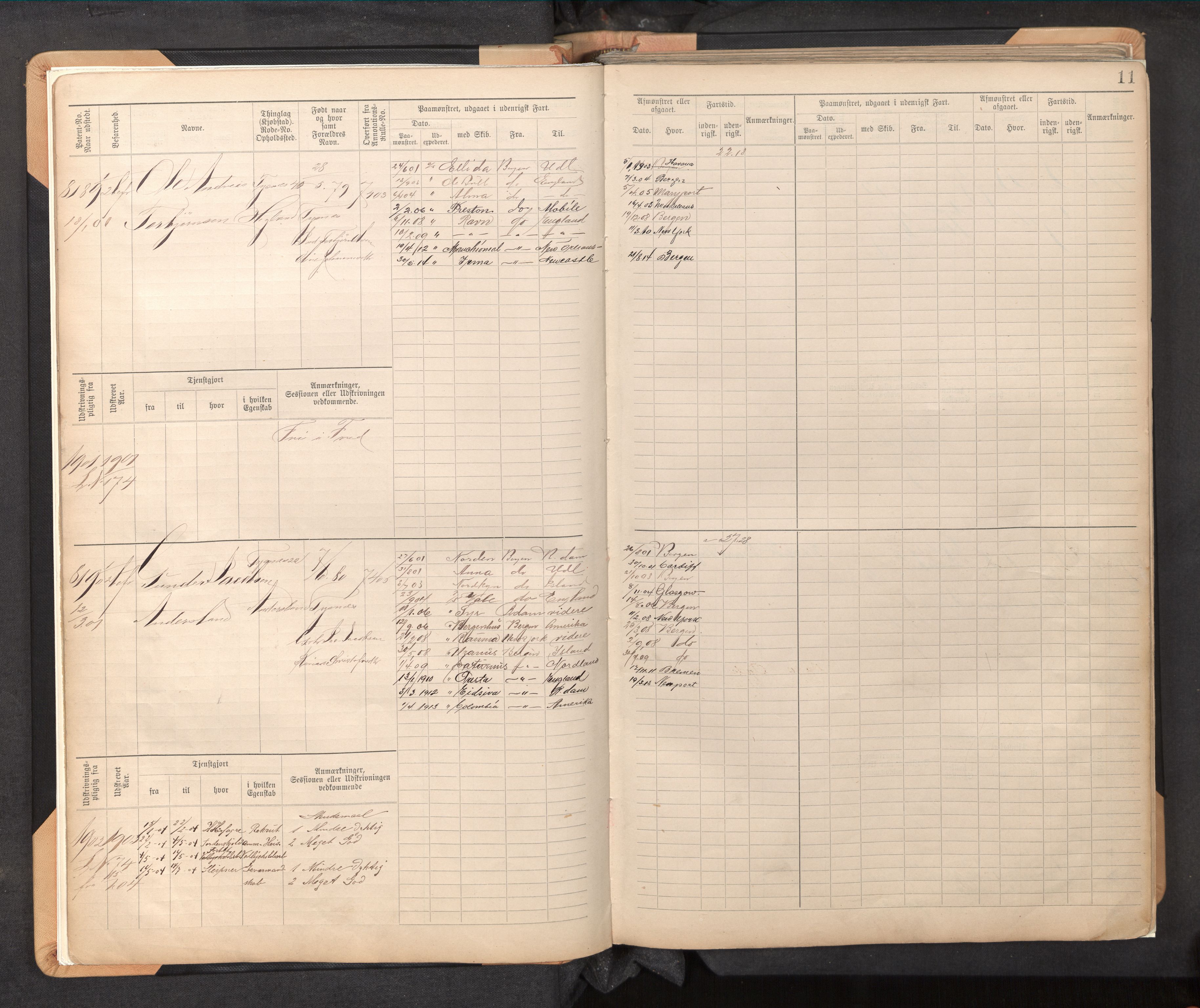 Innrulleringssjefen i Bergen, AV/SAB-A-100050/F/Fc/L0013: Sjøfartshovedrulle, nr. 8169 - 8766, 1900-1910, p. 11