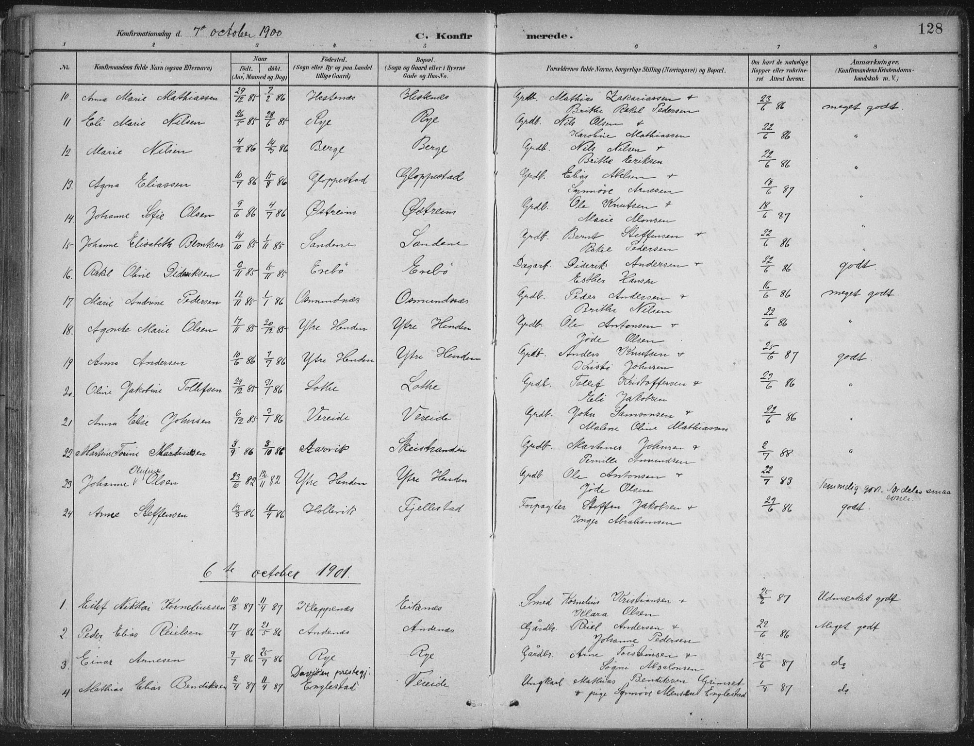 Gloppen sokneprestembete, AV/SAB-A-80101/H/Haa/Haab/L0001: Parish register (official) no. B  1, 1885-1905, p. 128